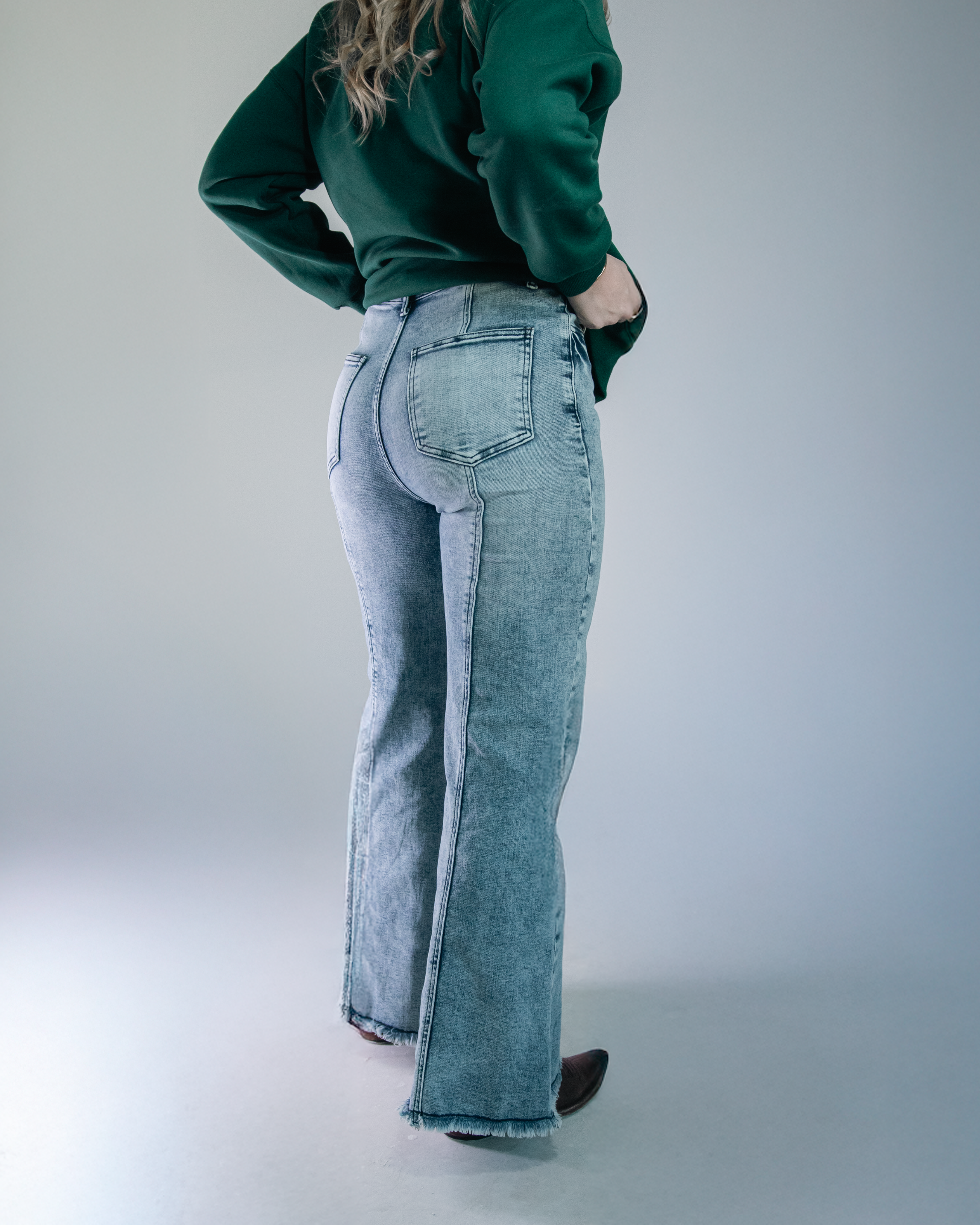 Wide Leg Palazzo Fit Jeans with Stretch