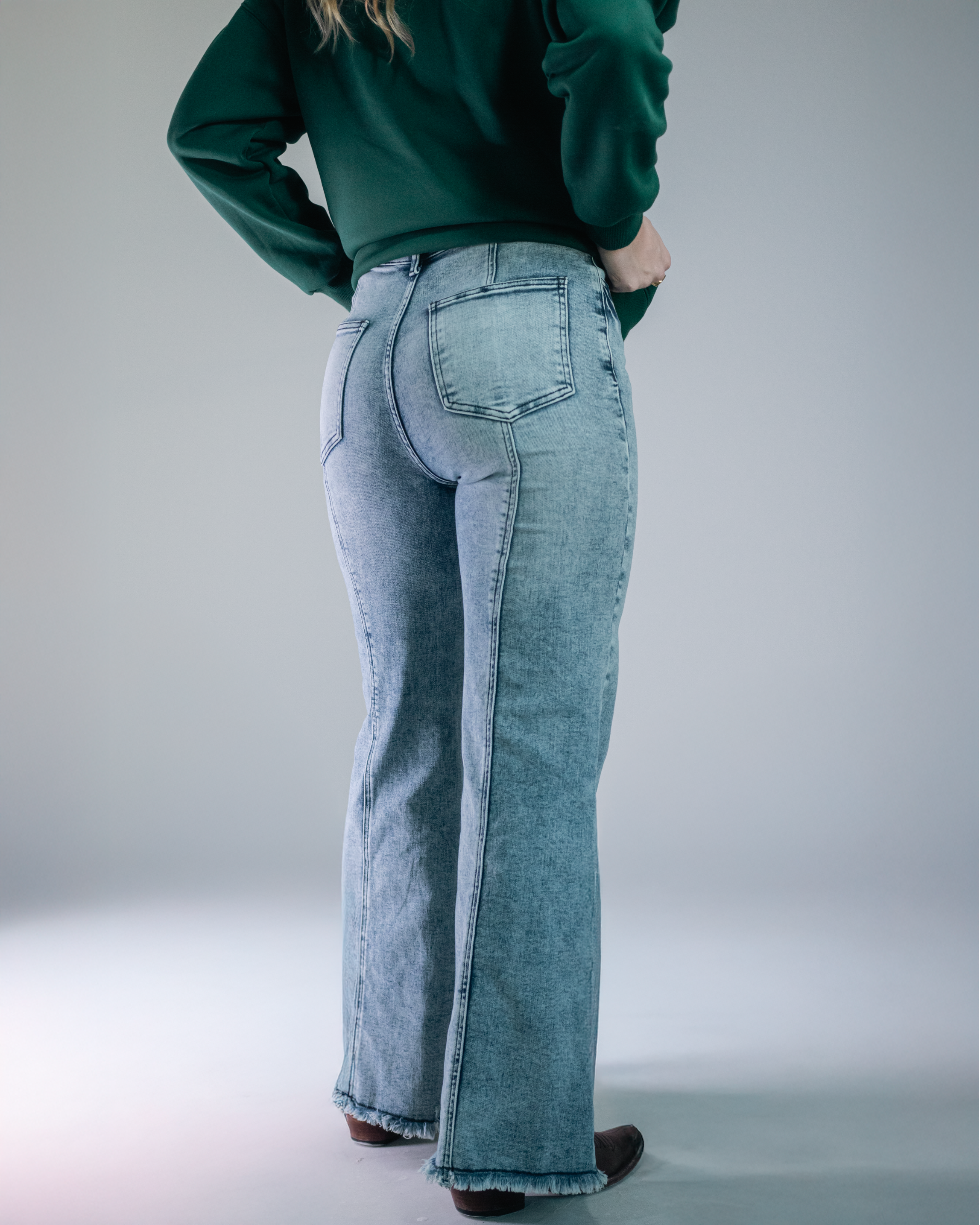Wide Leg Palazzo Fit Jeans with Stretch
