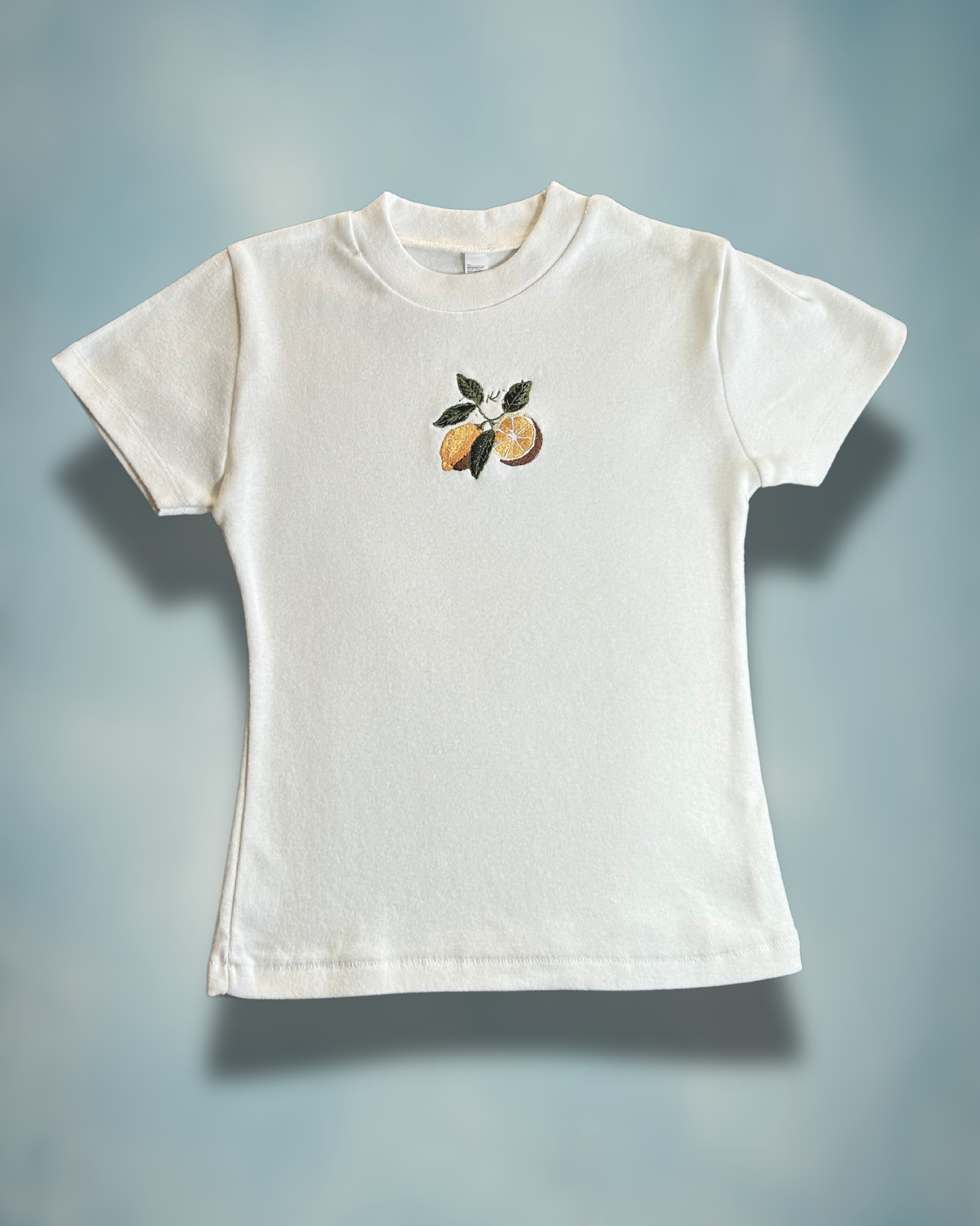 Tuscan Lemon Baby Tee – Embroidered Italian Lemon