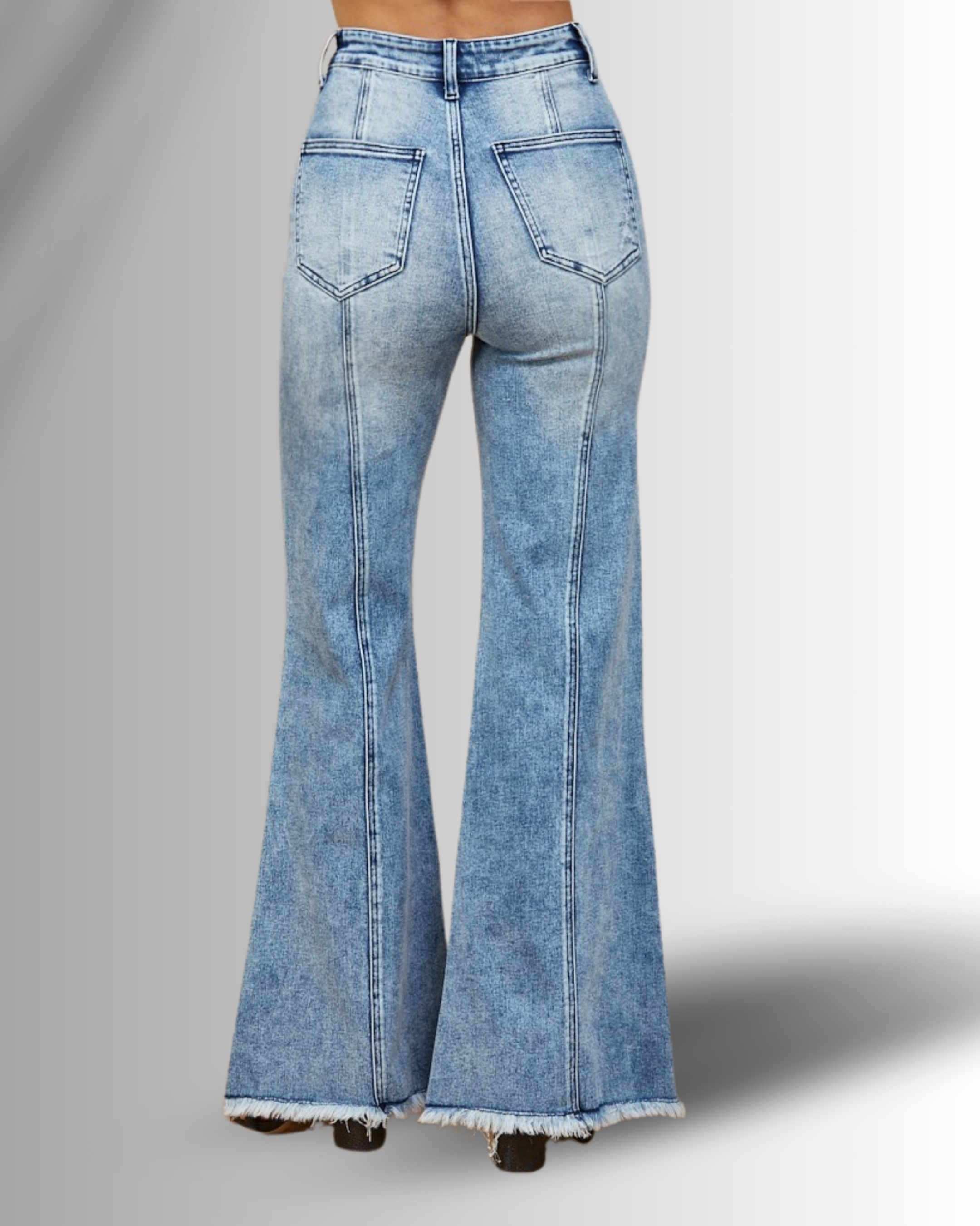 Wide Leg Palazzo Fit Jeans with Stretch
