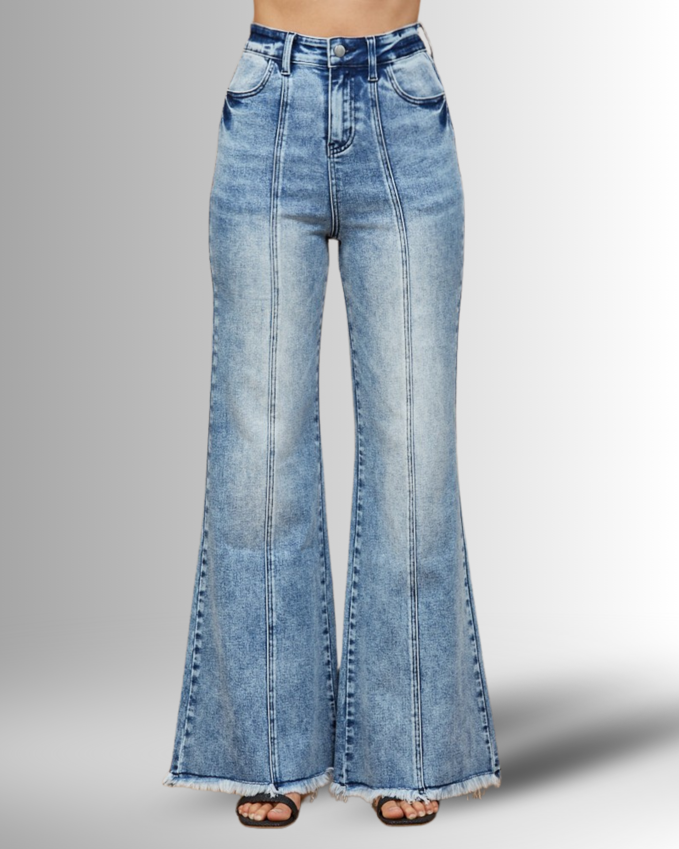 Wide Leg Palazzo Fit Jeans with Stretch