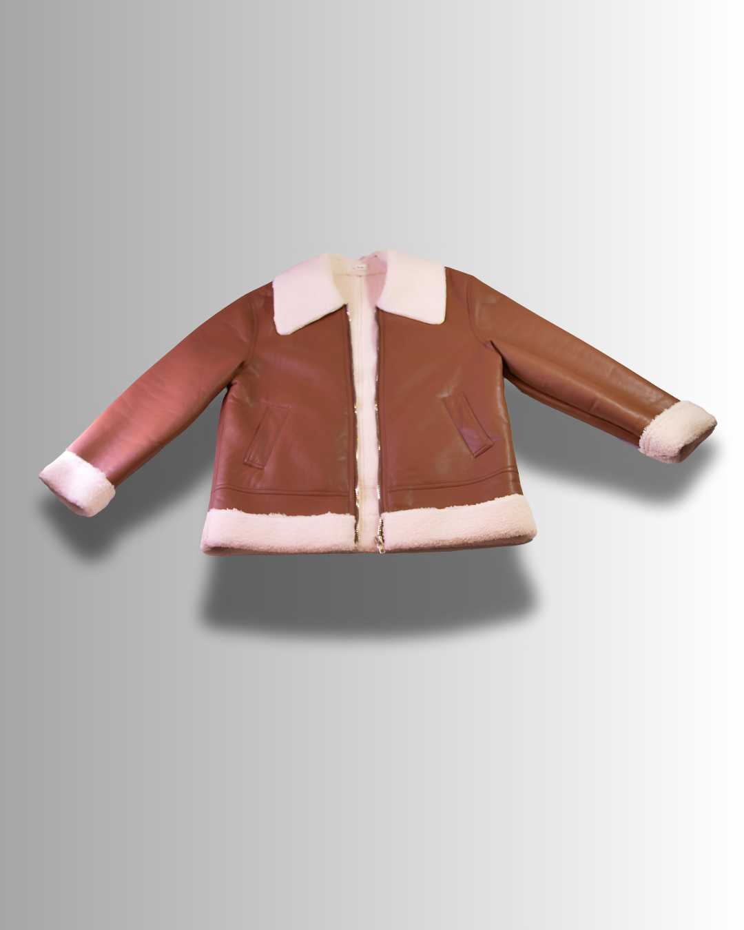 Vegan Faux Leather Shearling Jacket