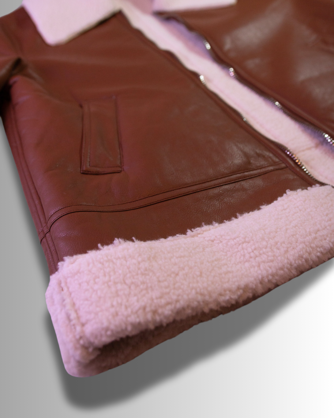 Vegan Faux Leather Shearling Jacket