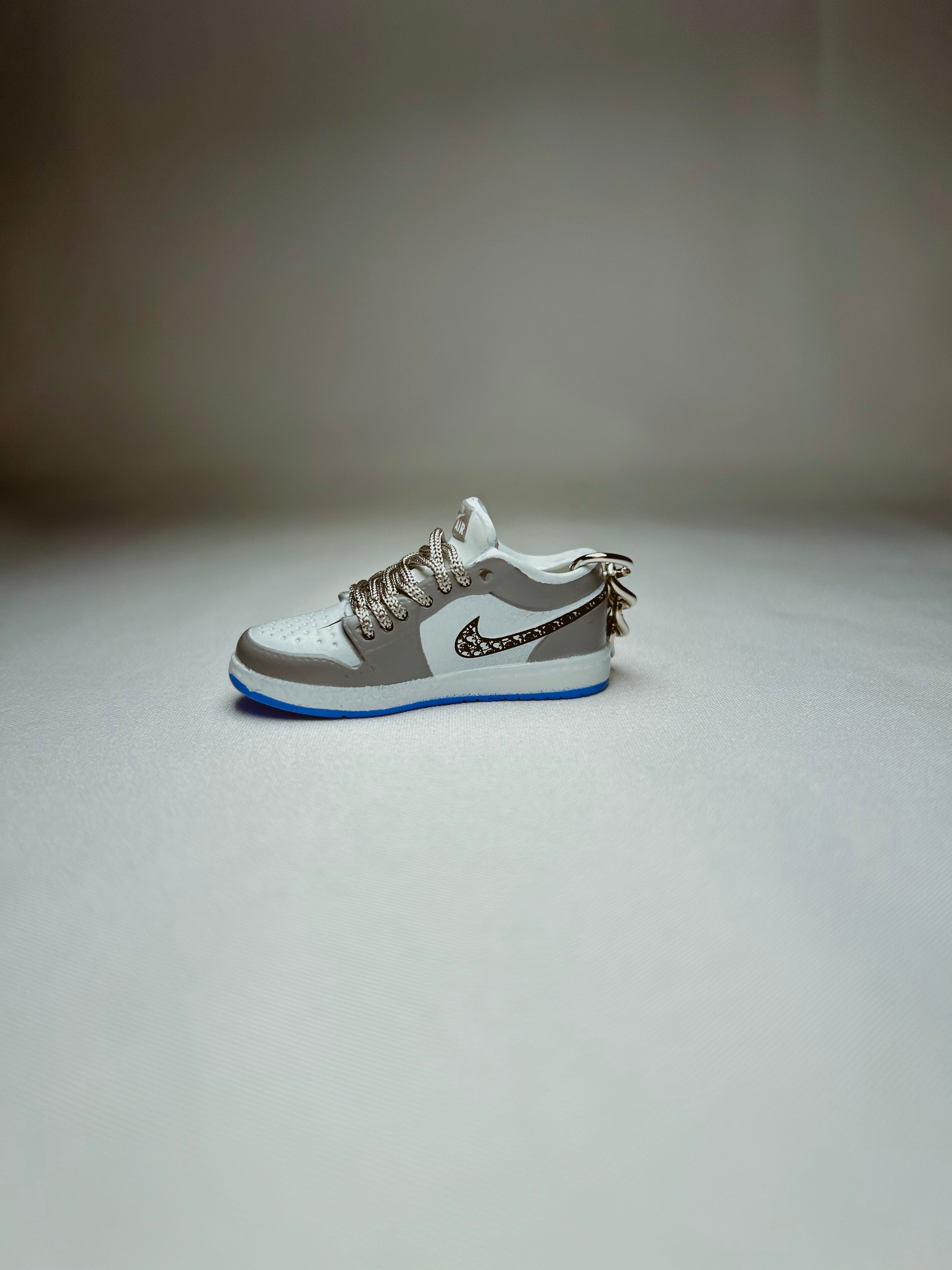 Jordan 1 Low Dior Gray Mini Shoe Keychain 3D Rubber
