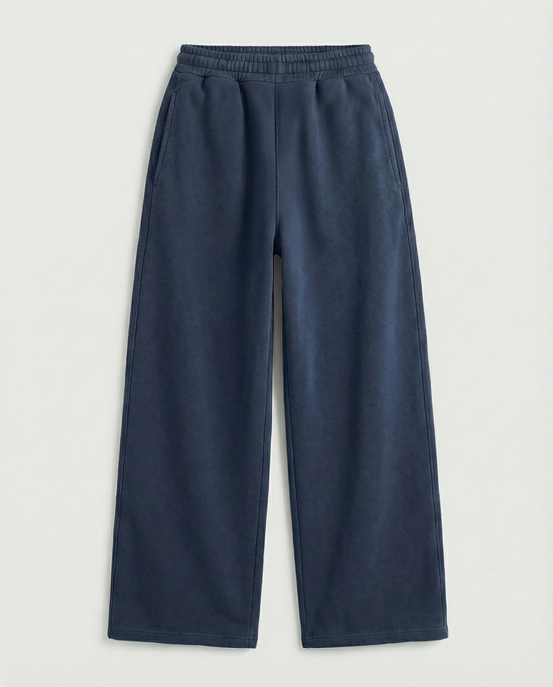 blue acid wash sweatpants on white background