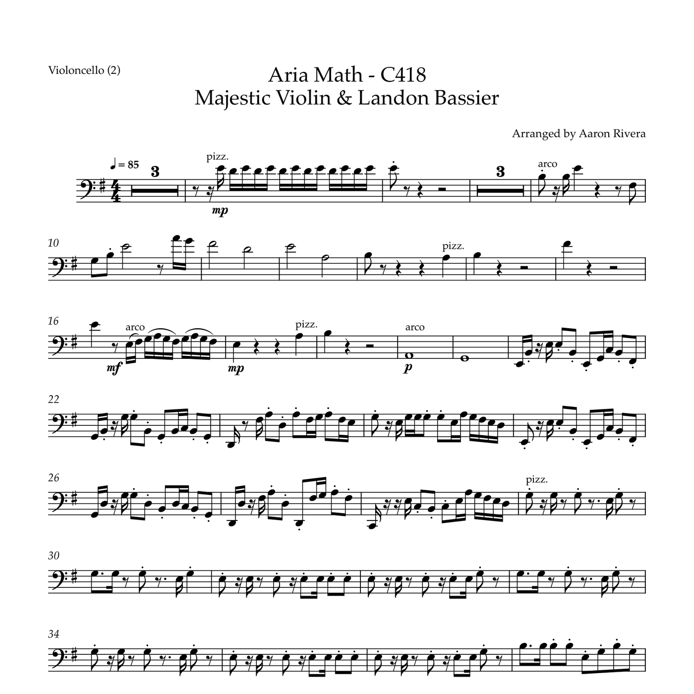 Aria Math — Cello part, first page preview