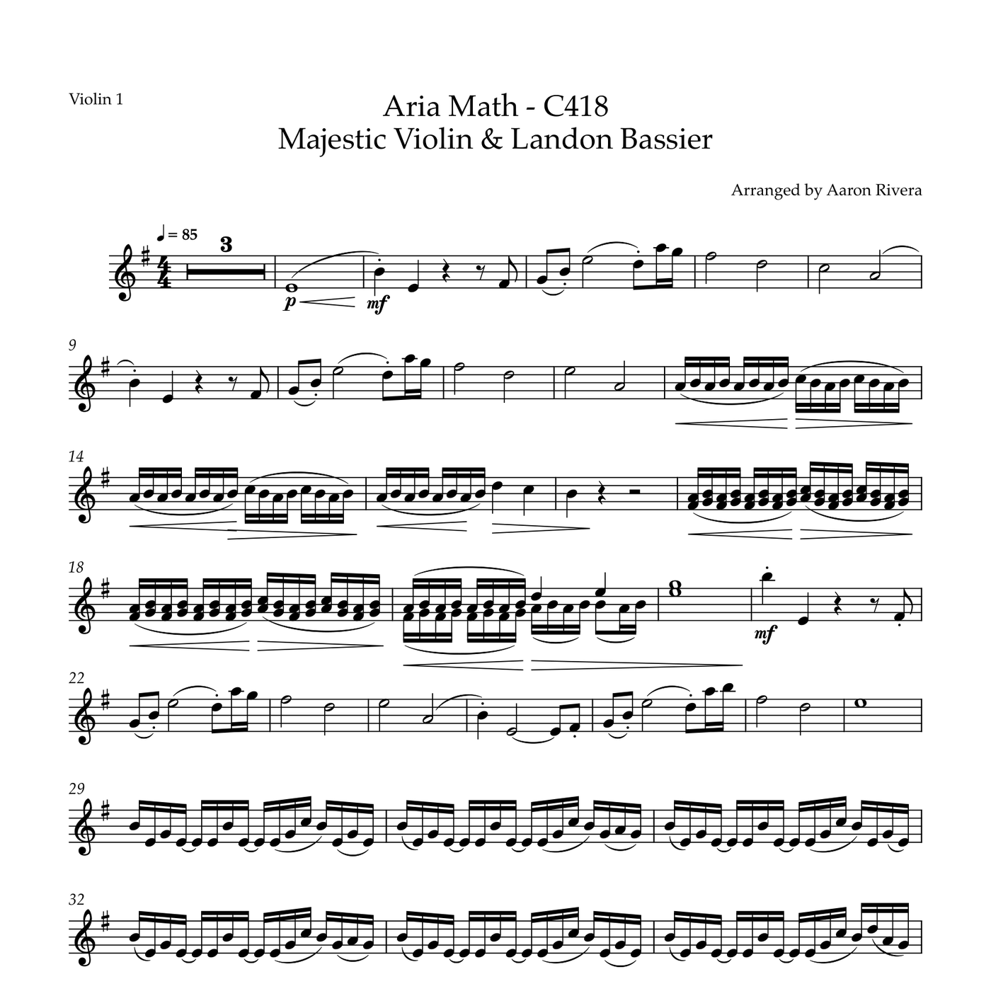 Aria Math — Violin 1 part, first page preview