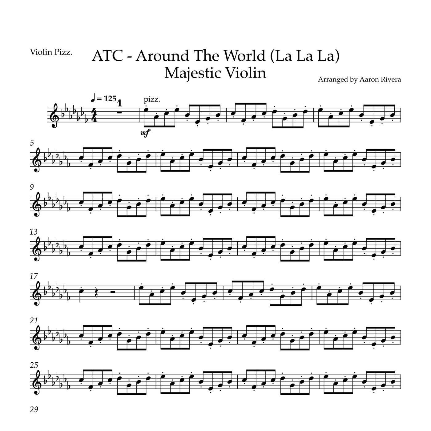 Around the World (La La La) — Violin Pizz. part, first page preview
