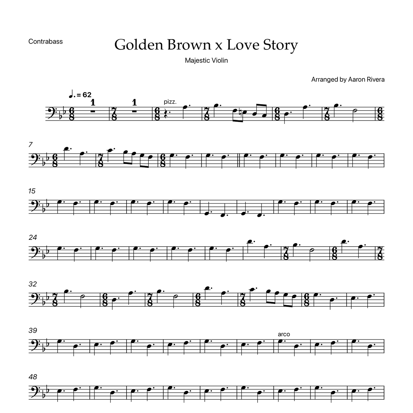 Golden Brown x Love Story — Contrabass part, first page preview