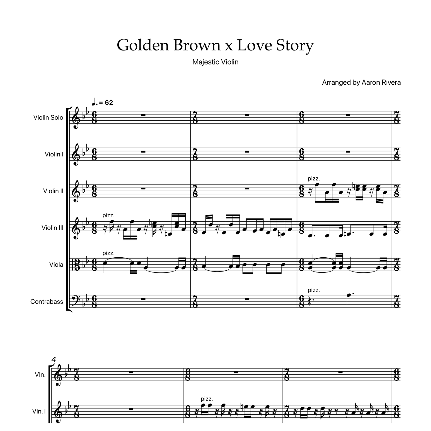 Golden Brown x Love Story full score — first page preview