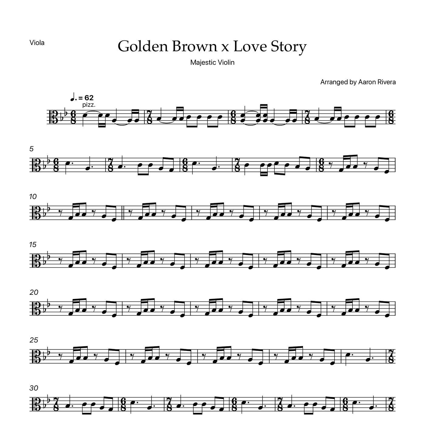 Golden Brown x Love Story — Viola part, first page preview