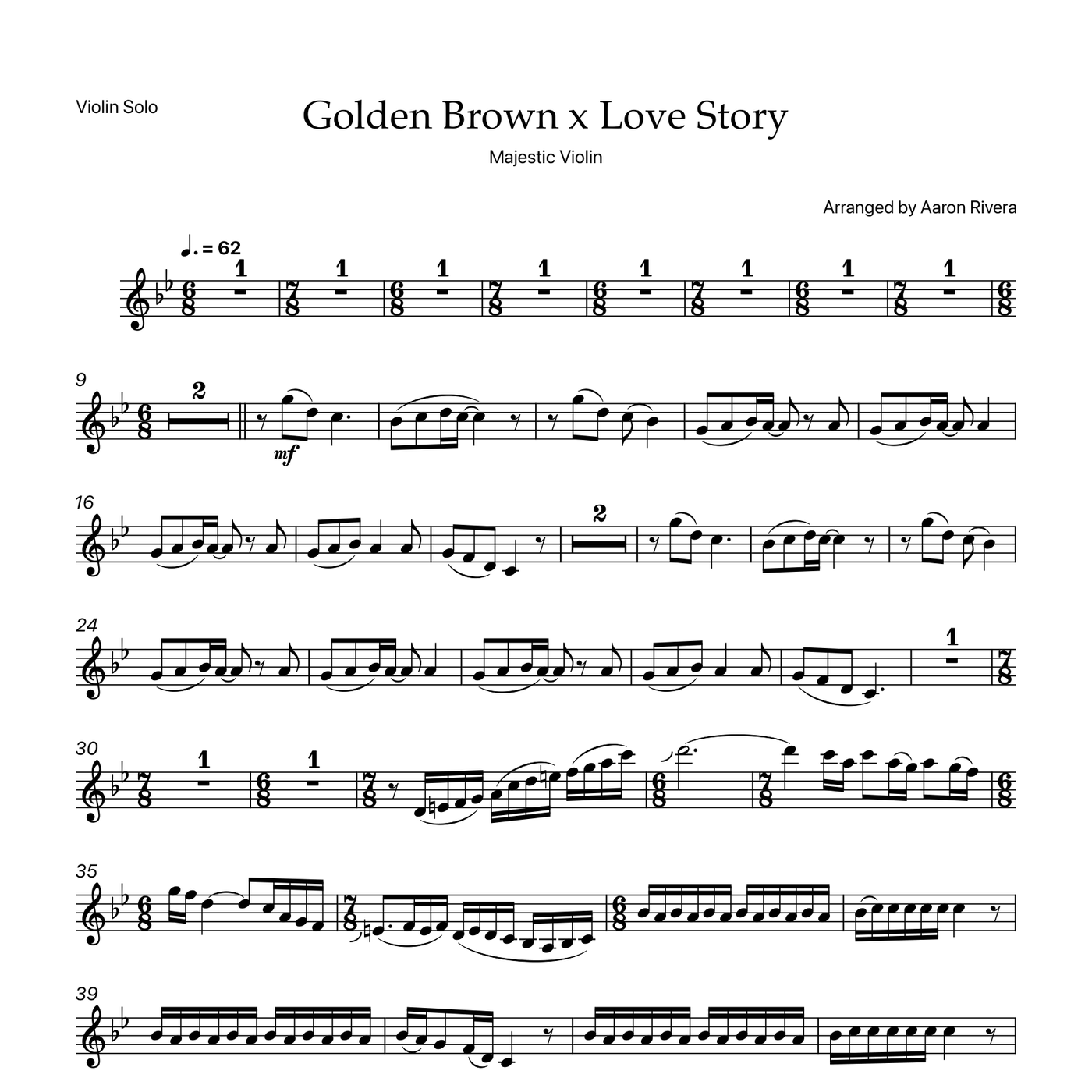 Golden Brown x Love Story — Violin Solo part, first page preview