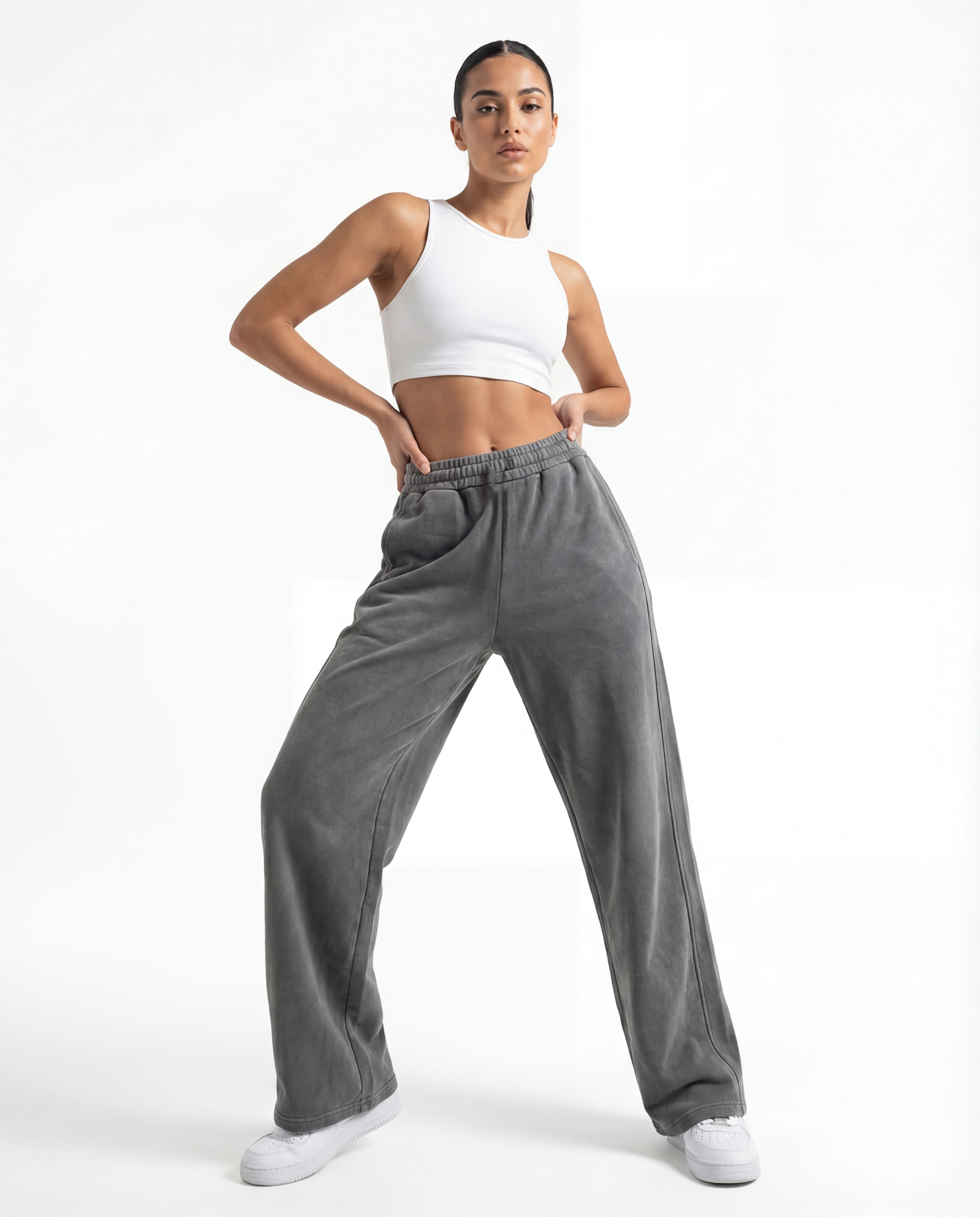 Zoleado Heavyweight Boxy Sweatpants – Acid Wash Gray