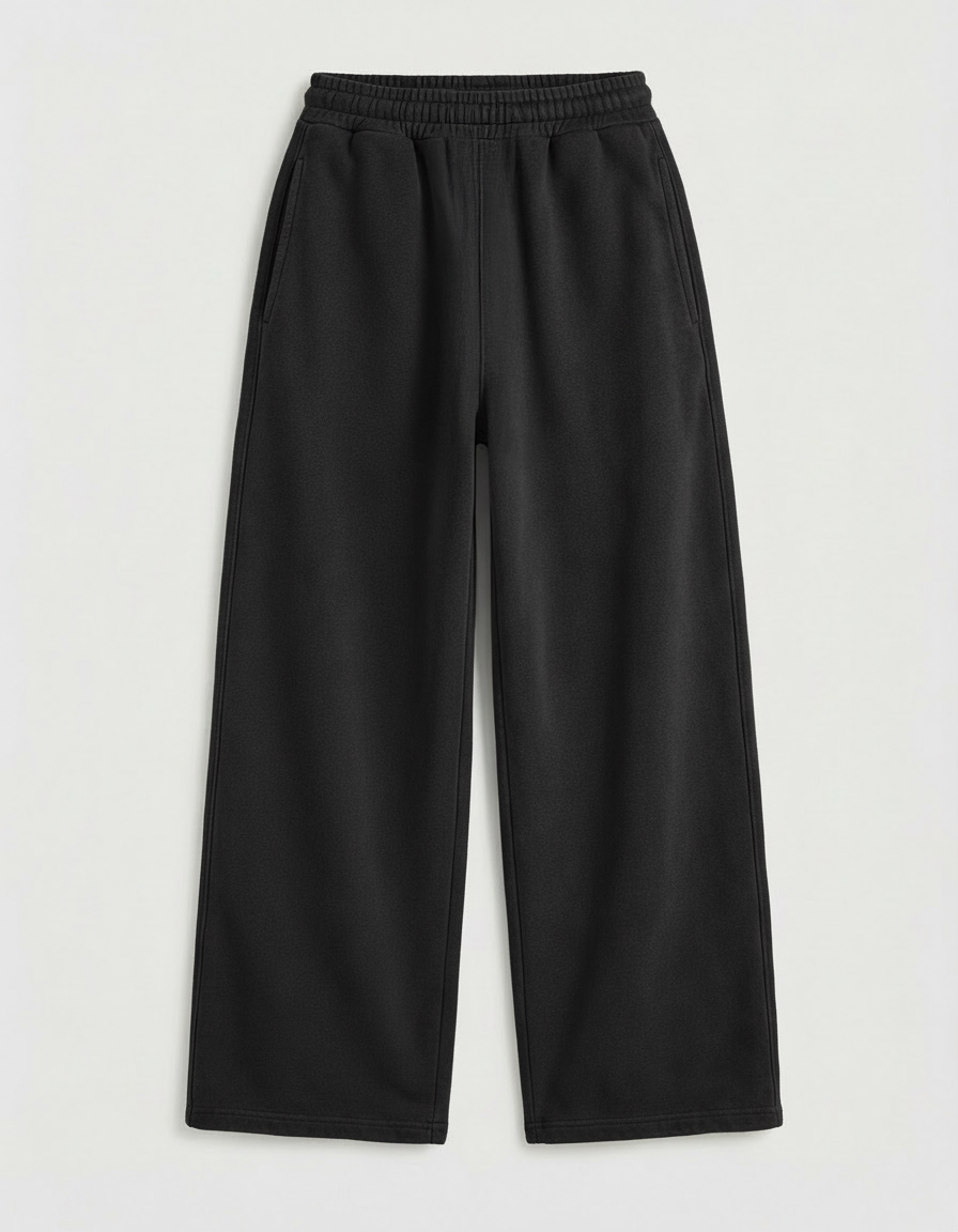 Black acid wash sweatpants on light background — Zoleado heavyweight boxy fit