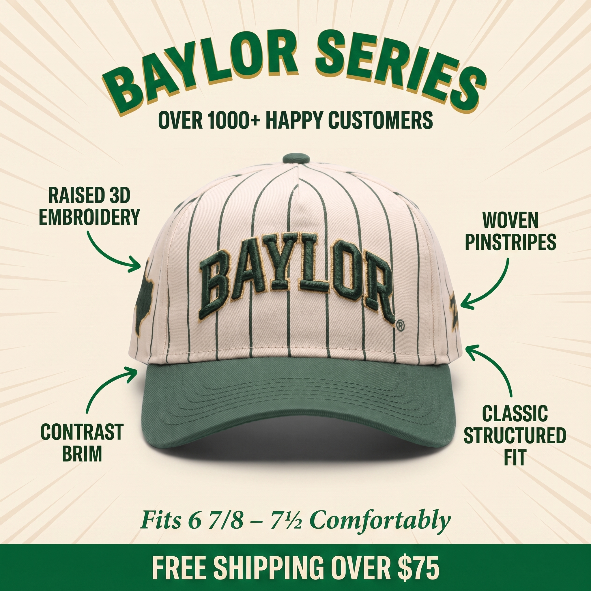 Baylor Vintage Pinstripe Hat