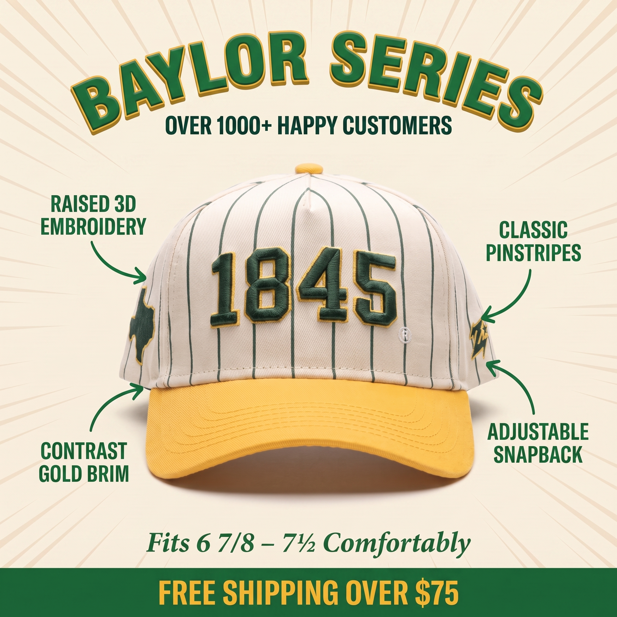 Baylor 1845 Vintage Pinstripe Hat