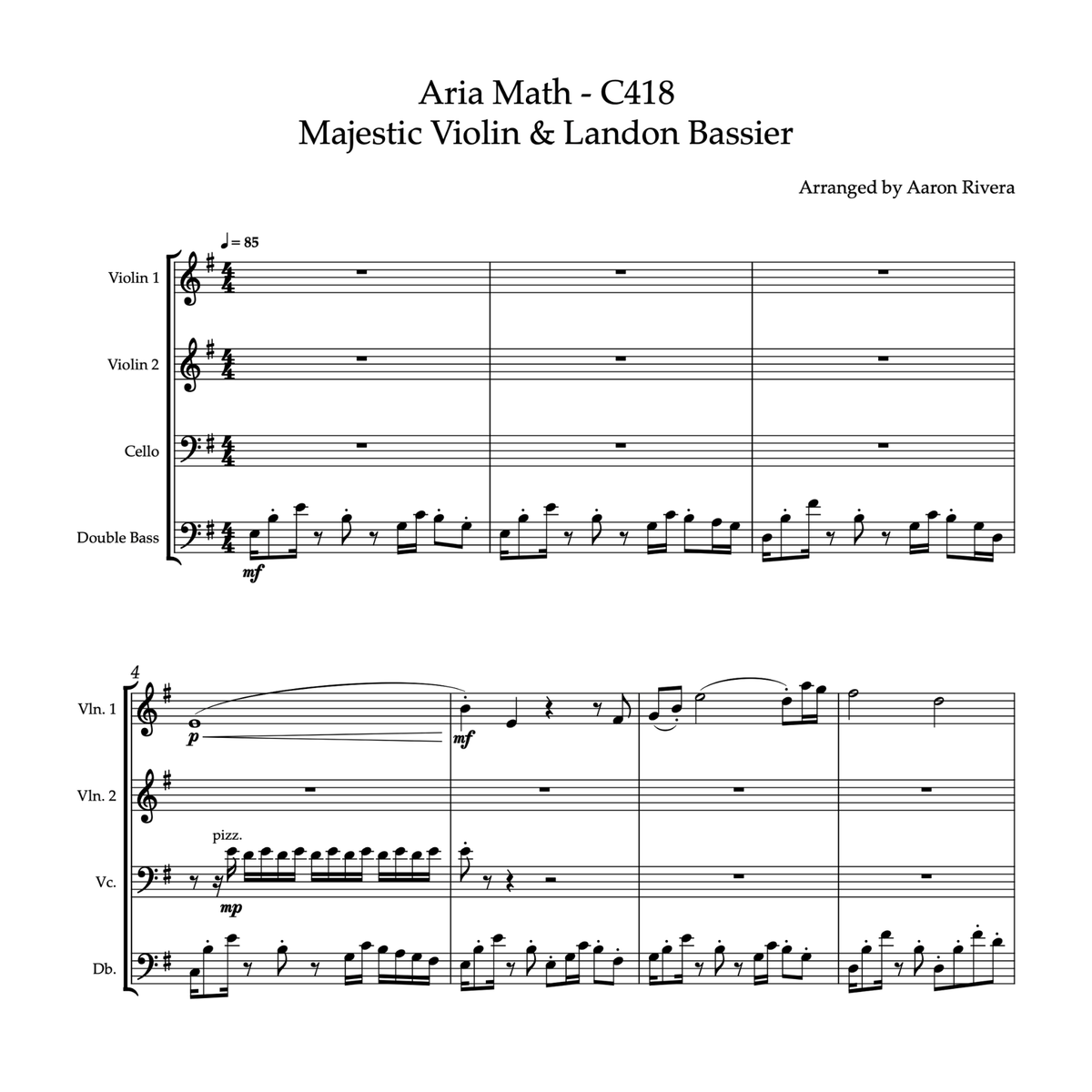 Aria Math Sheet Music for Violin, Cello & Double Bass