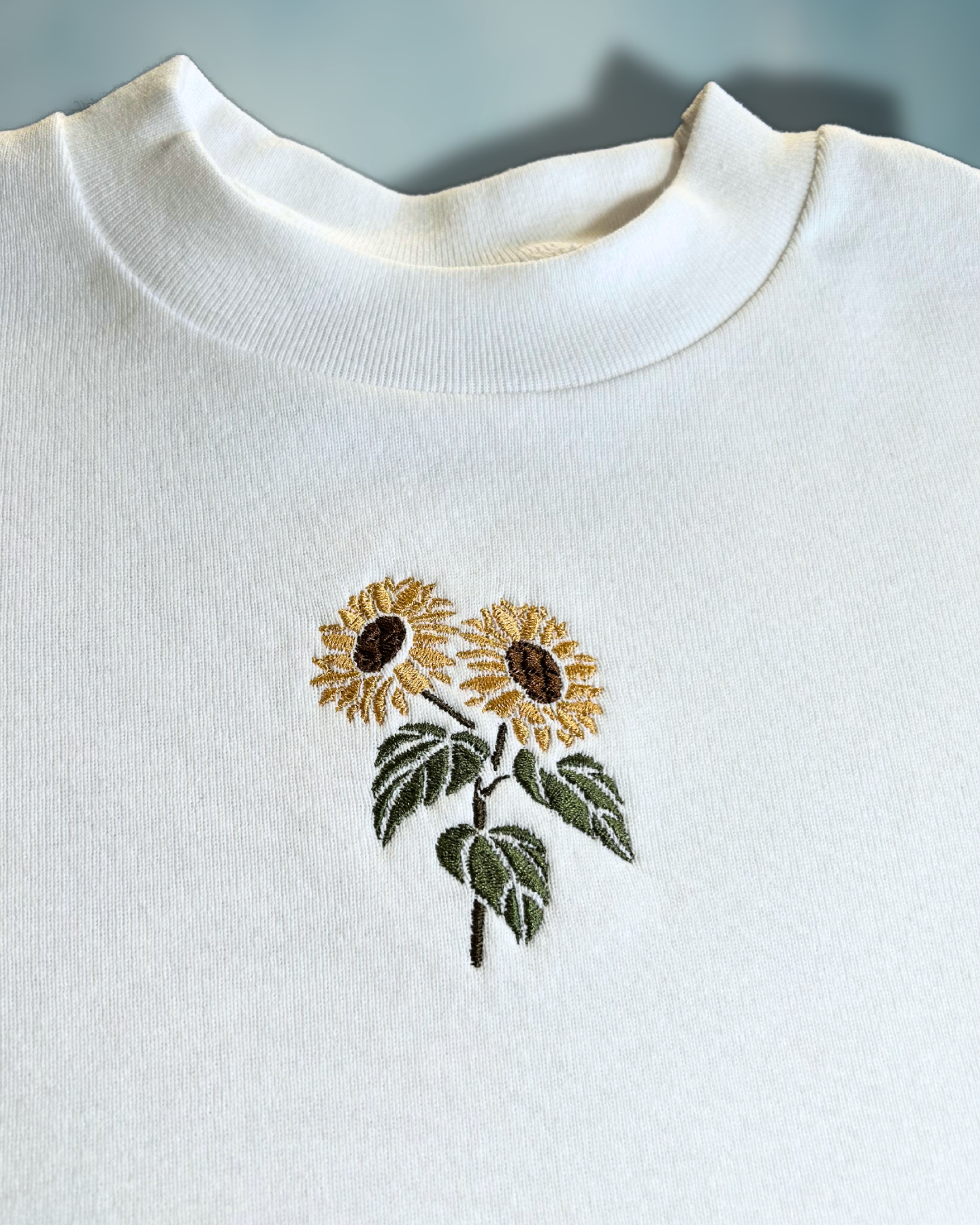 Sunny Bloom Baby Tee – Embroidered Sunflower