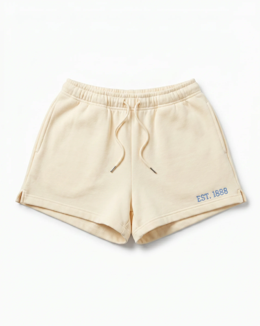 Tri Delta Shorts front - butter cream sorority sweat shorts with drawstring elastic waist