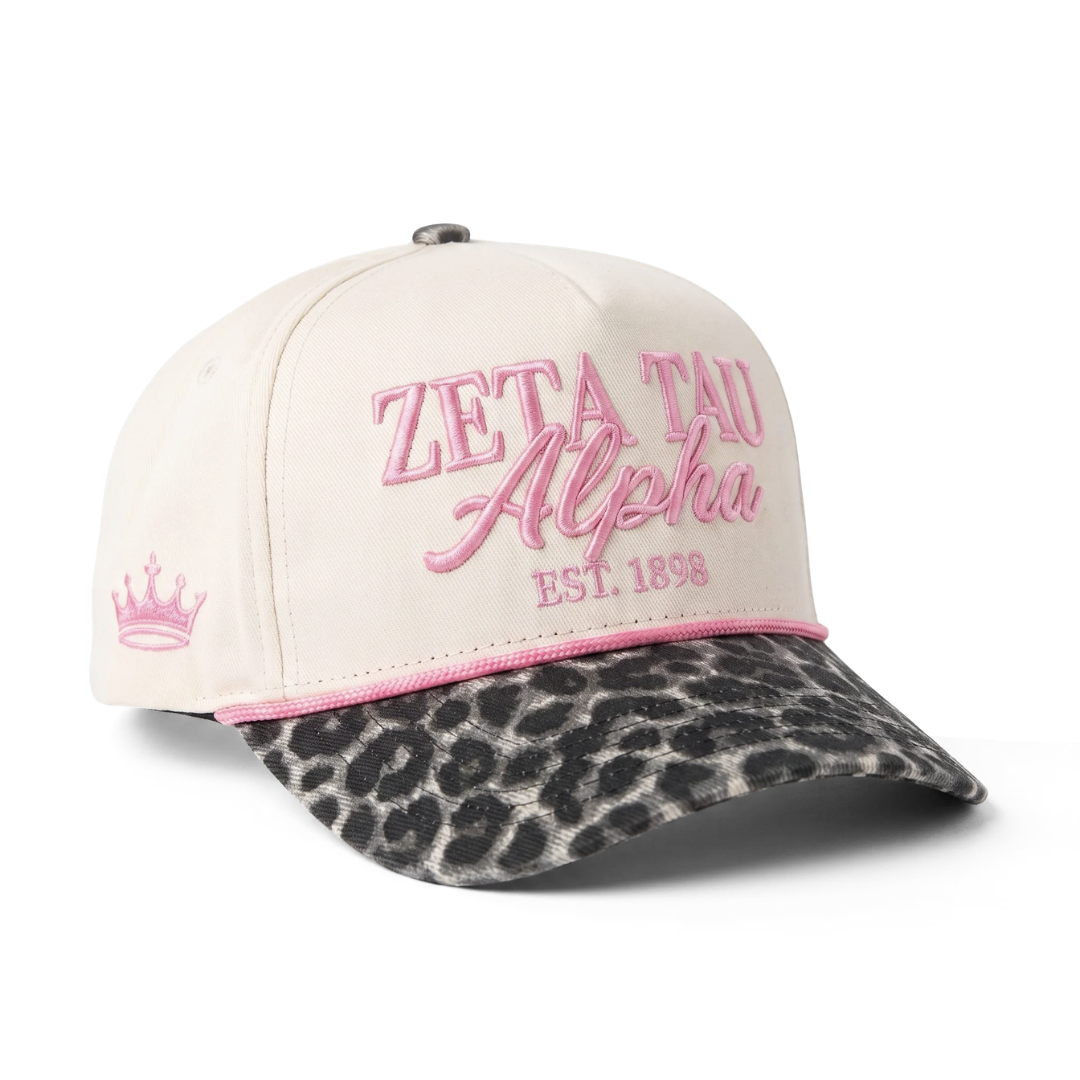 Zeta Tau Alpha Hat - Leopard Brim