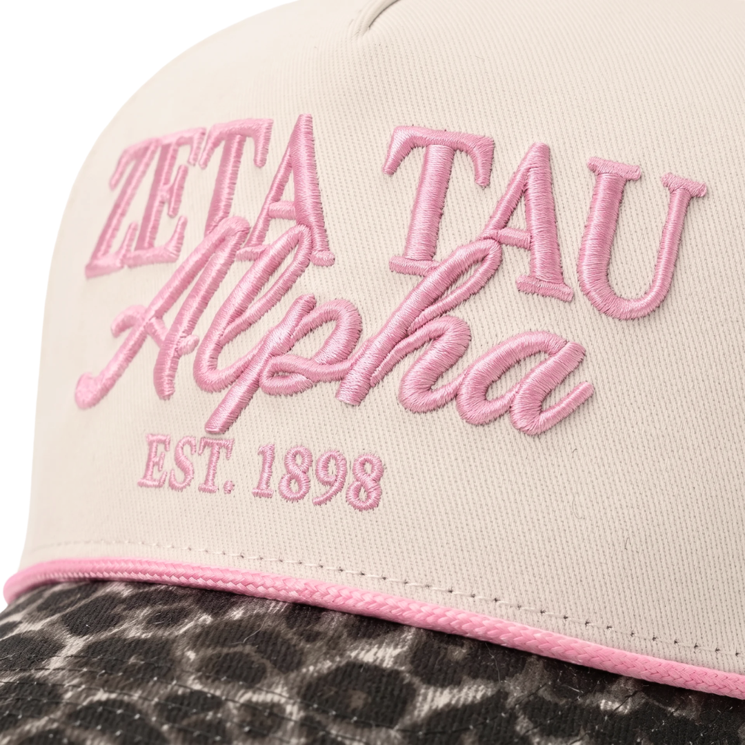 Zeta Tau Alpha Hat - Leopard Brim