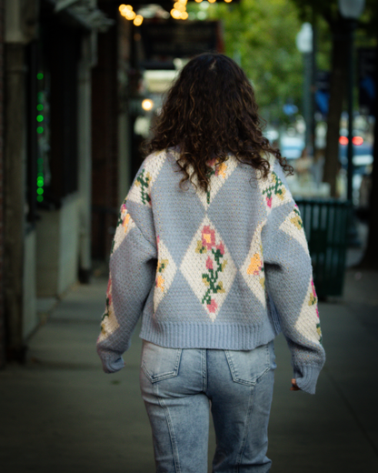 Cropped Chunky Floral Cardigan