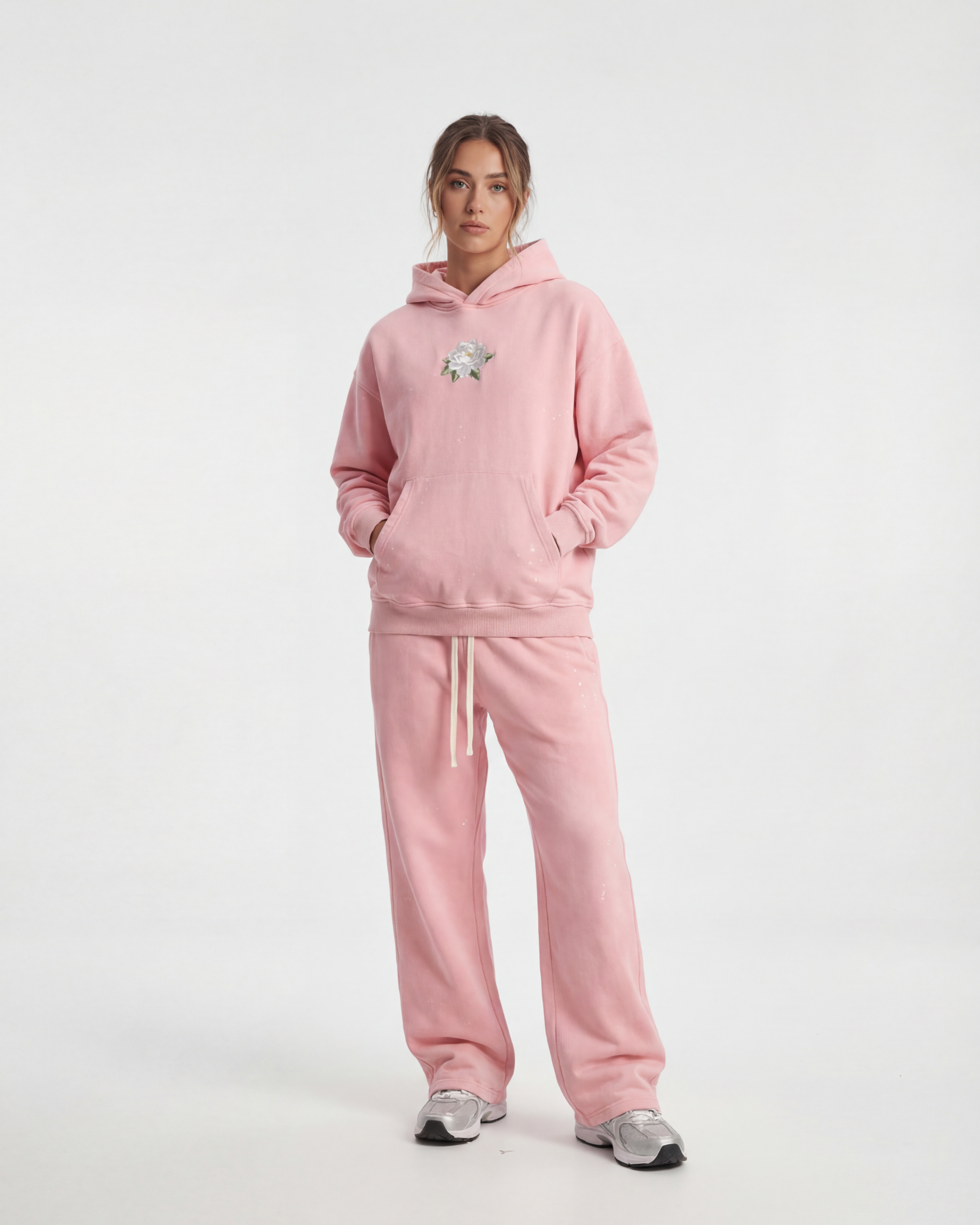 Camellia flower embroidered hoodie — Zoleado streetwear