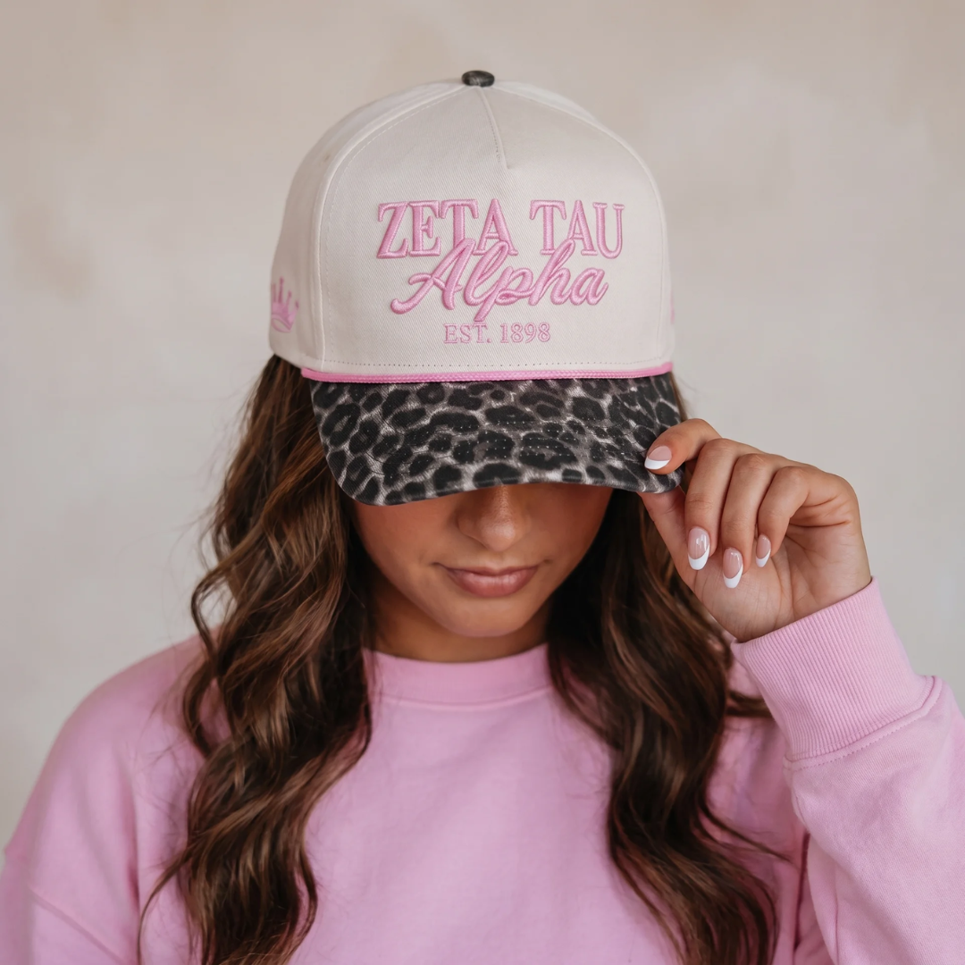 Zeta Tau Alpha Hat - Leopard Brim