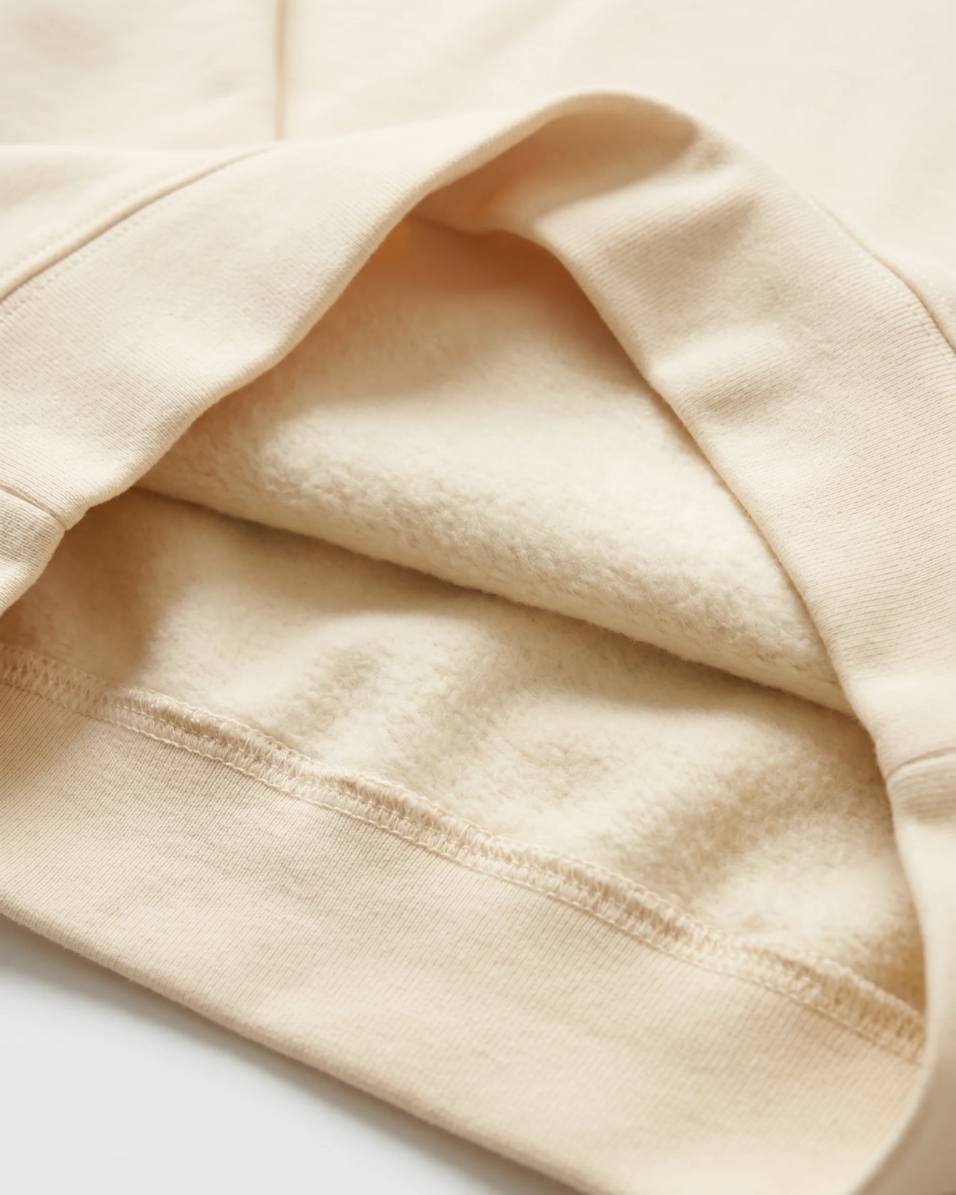 Tri Delta Mockneck cotton fleece fabric texture detail
