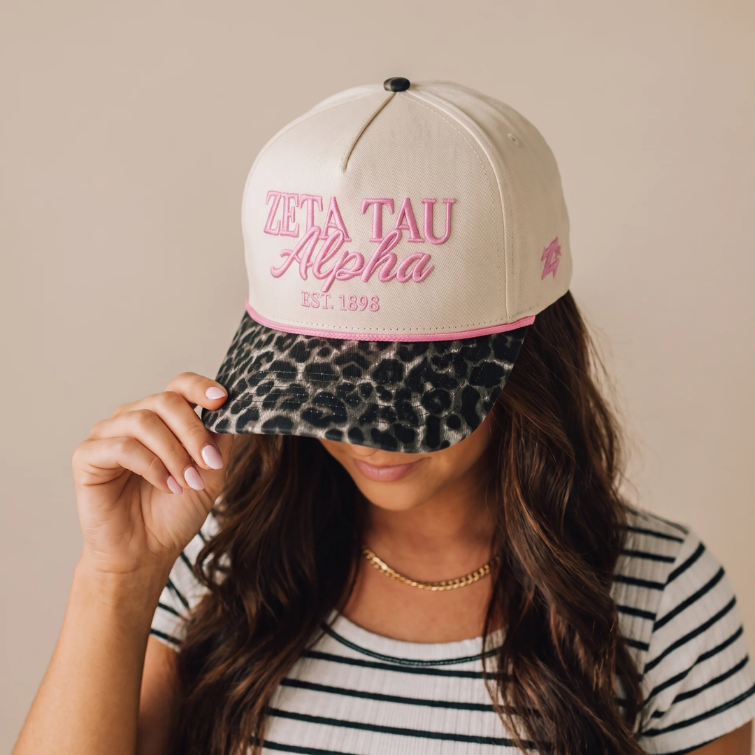 Zeta Tau Alpha Hat - Leopard Brim