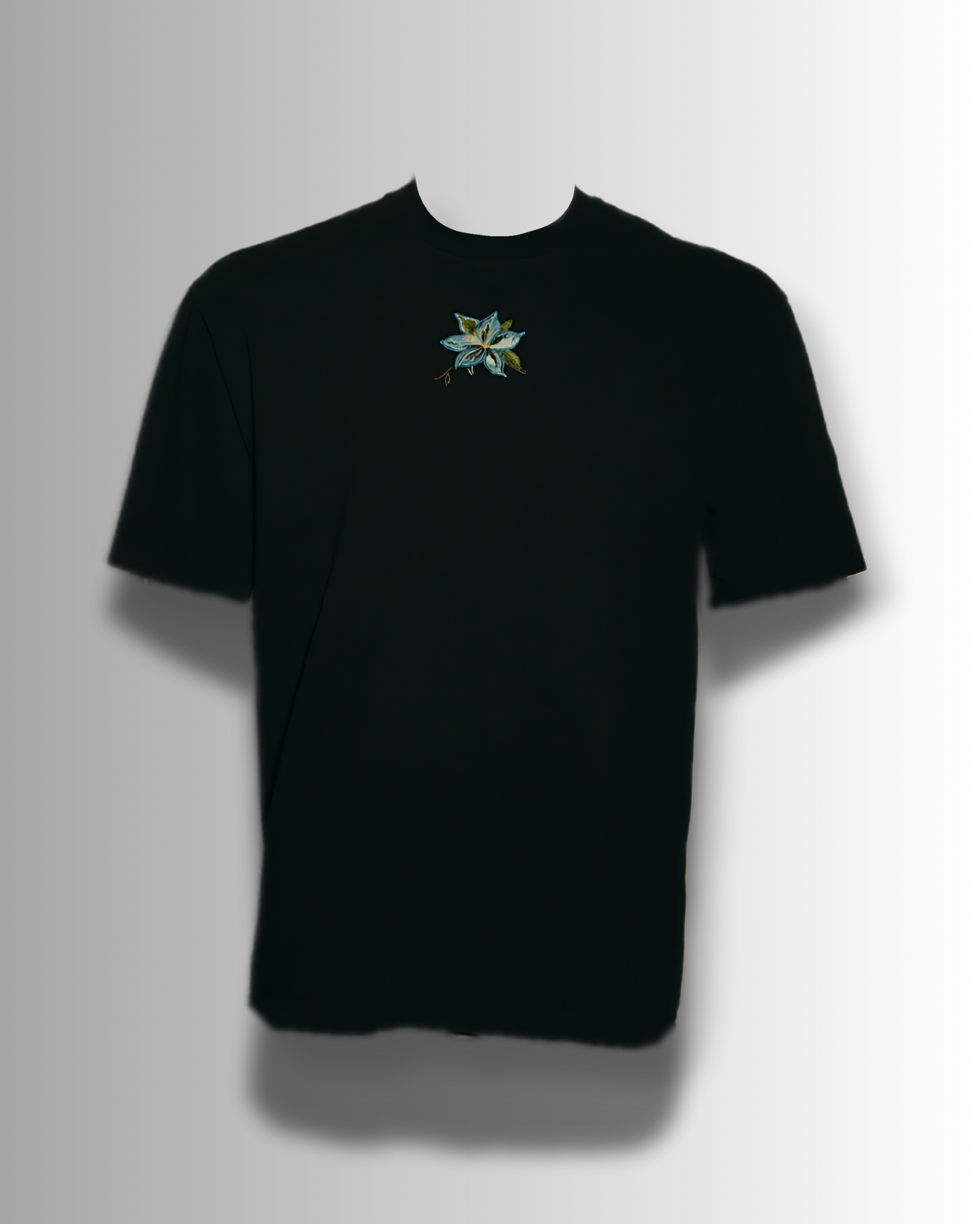 Blue Flower Embroidered Tee