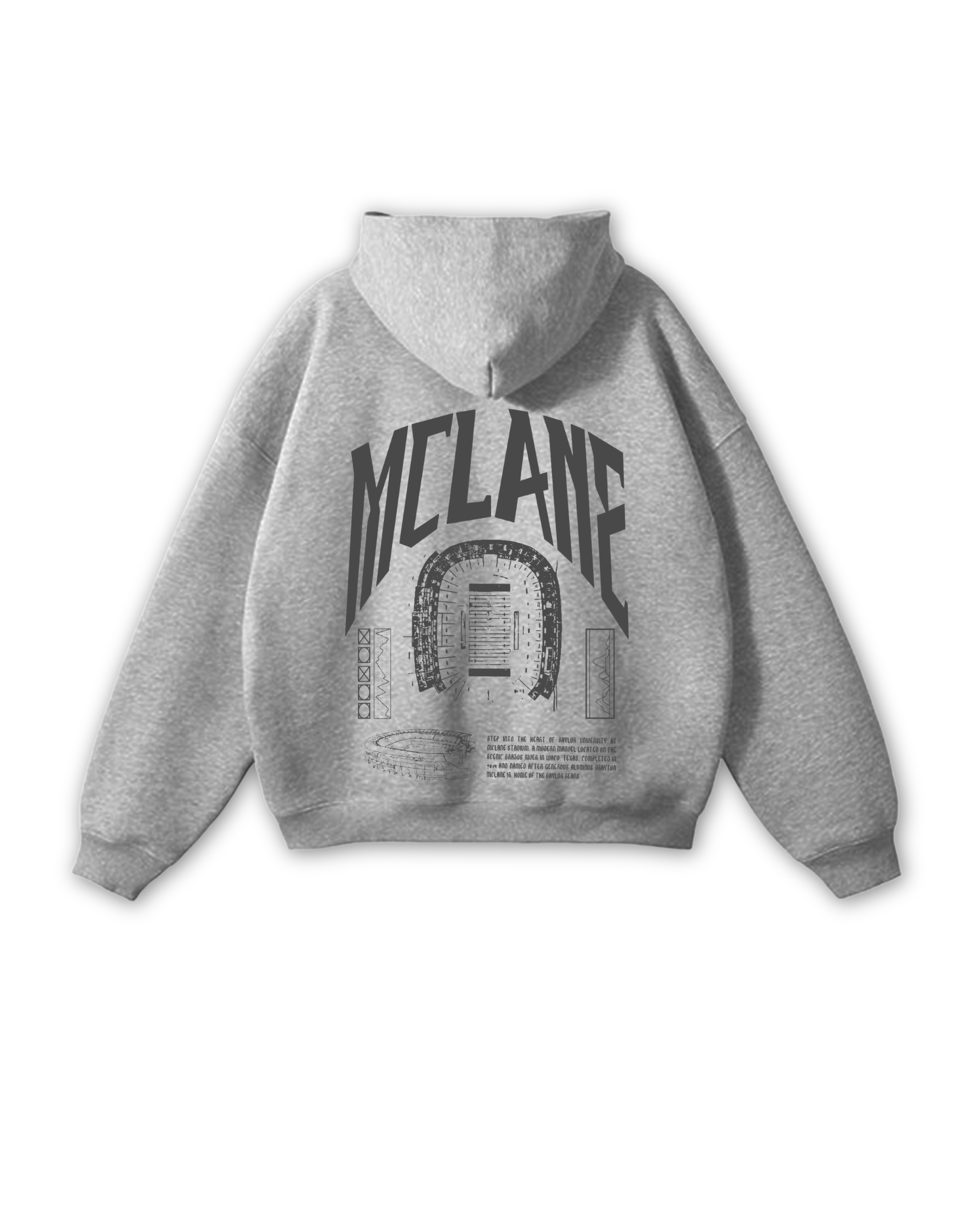 Gray Baylor University hoodie with 'McLane' branding on a white background