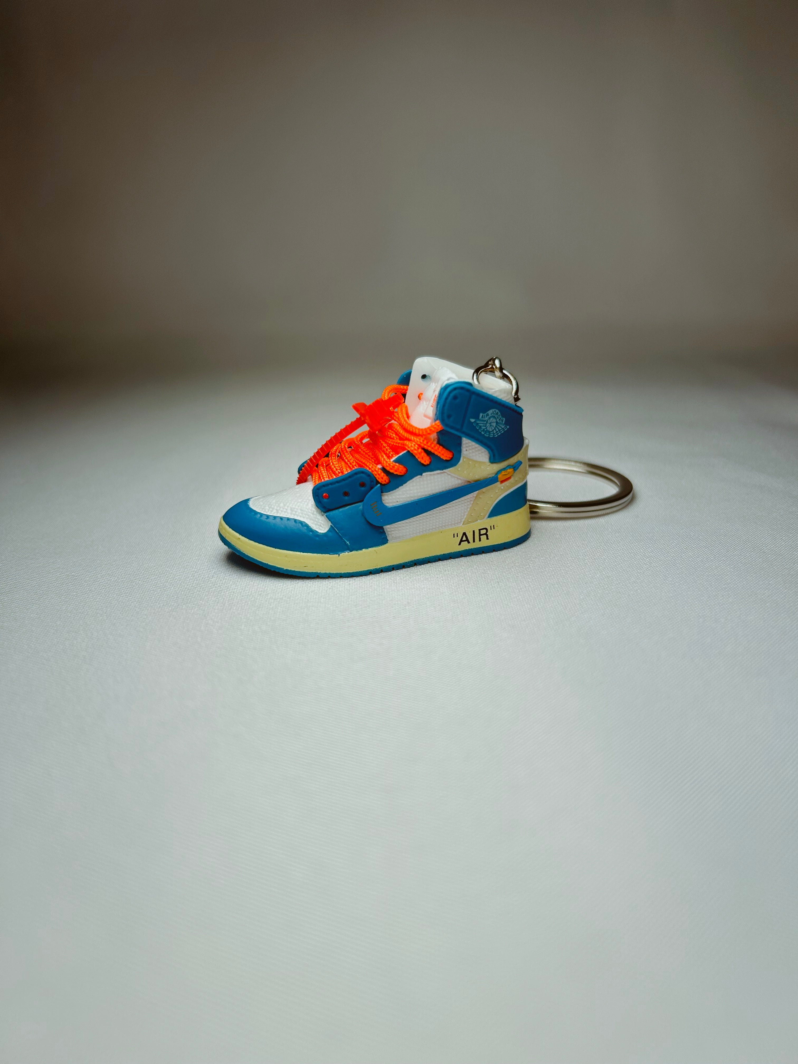 Off-White x Air Jordan 1 High UNC Neon Orange Strap Mini Shoe Keychain