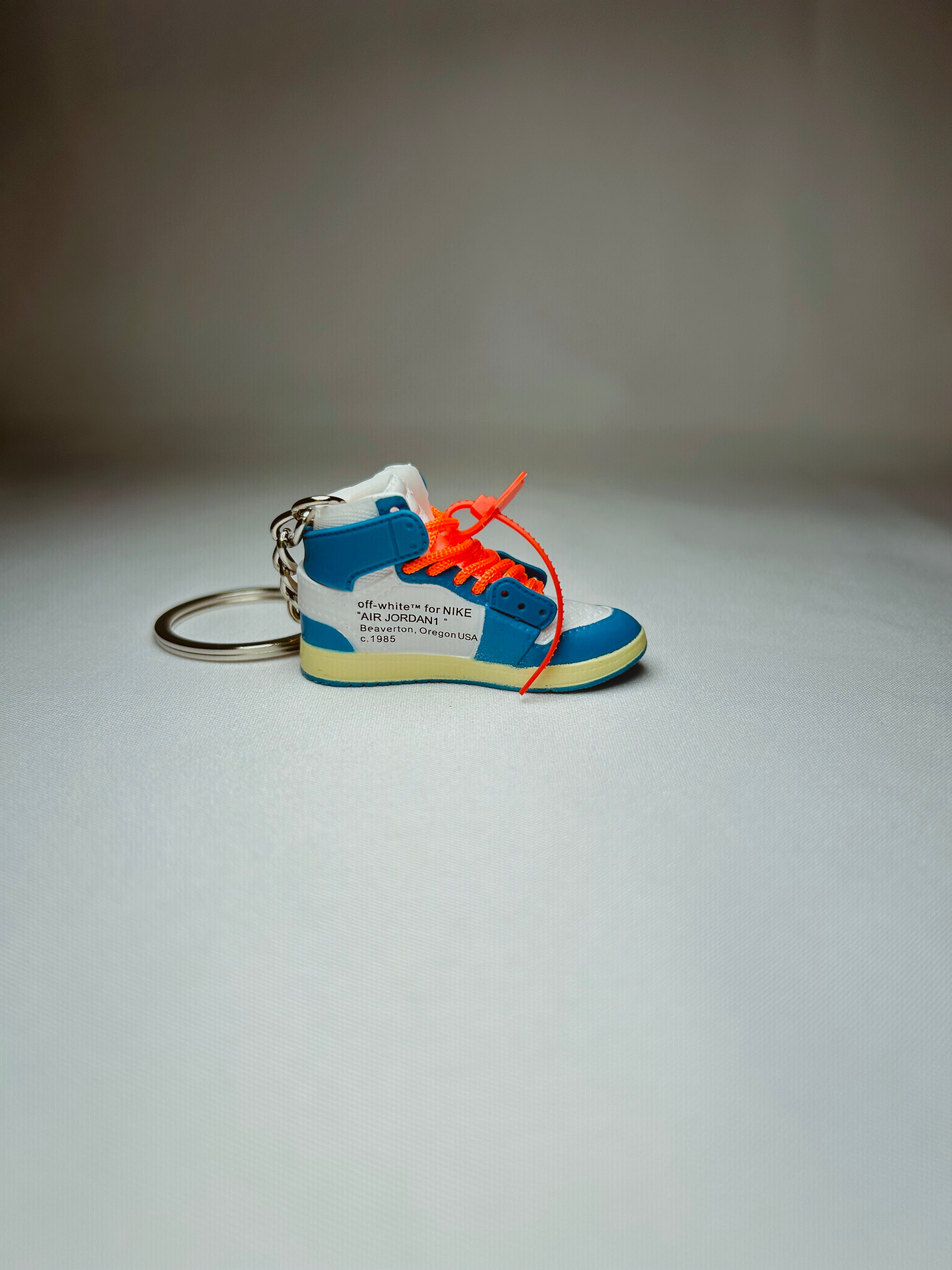 Off-White x Air Jordan 1 High UNC Neon Orange Strap Mini Shoe Keychain