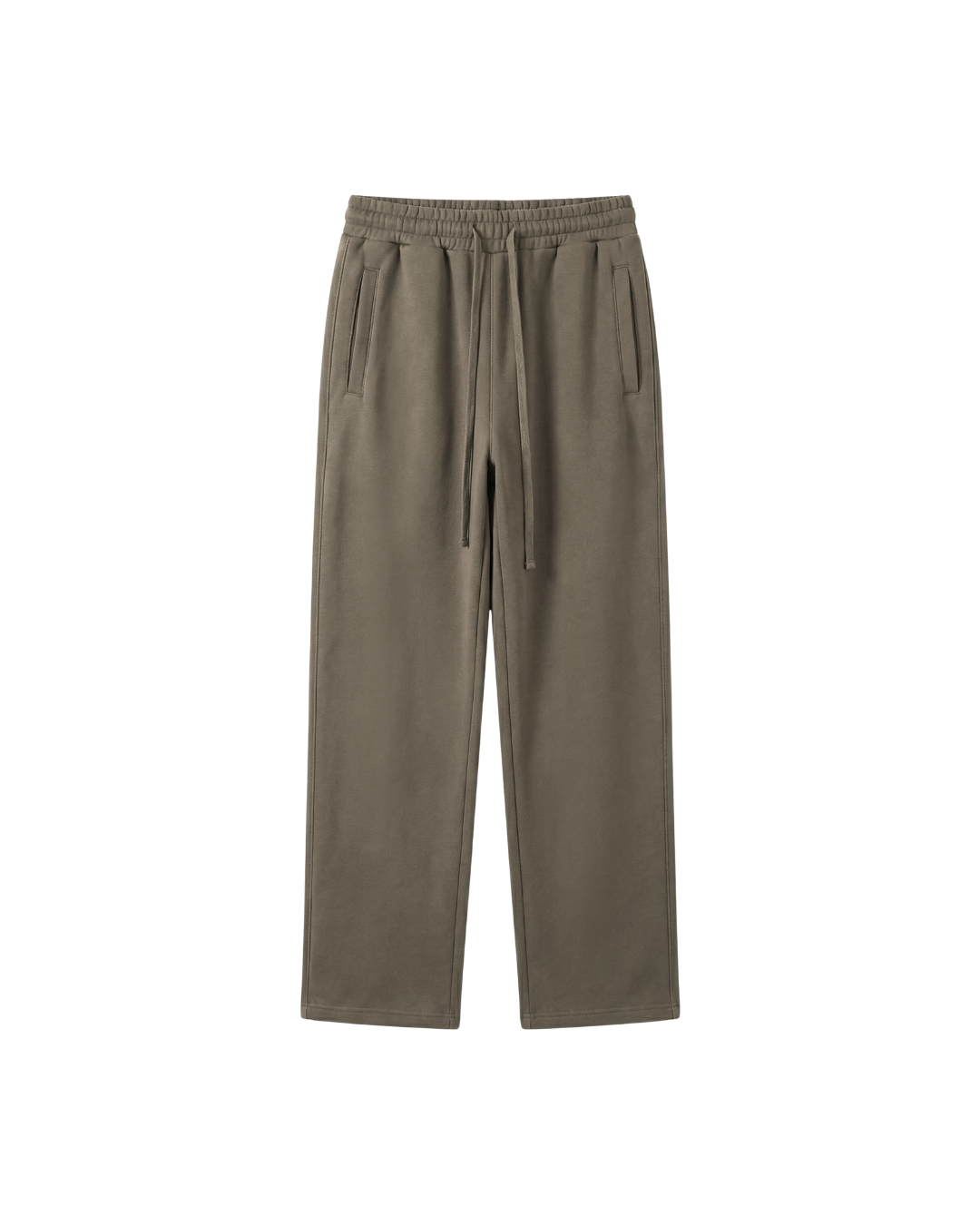 olive green sweatpants on a white background