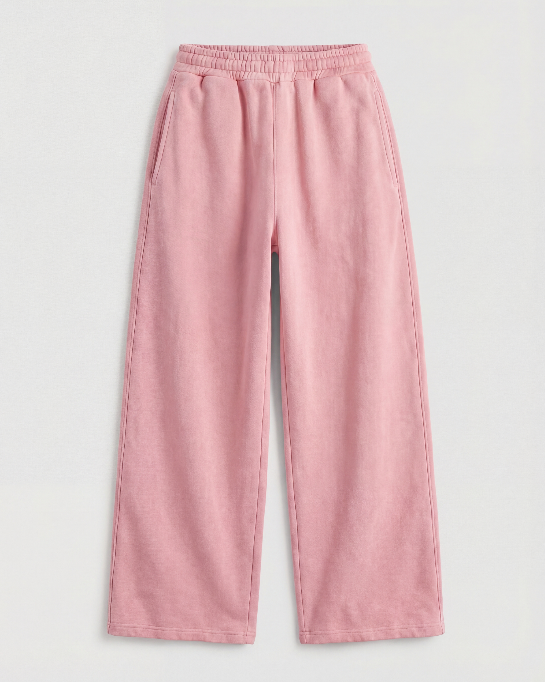 Pink acid wash sweatpants on light background, Zoleado heavyweight boxy fit