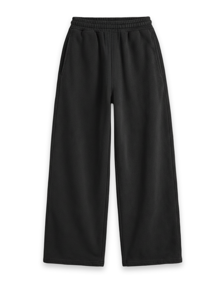 Acid Wash Boxy Sweatpants Black on white background