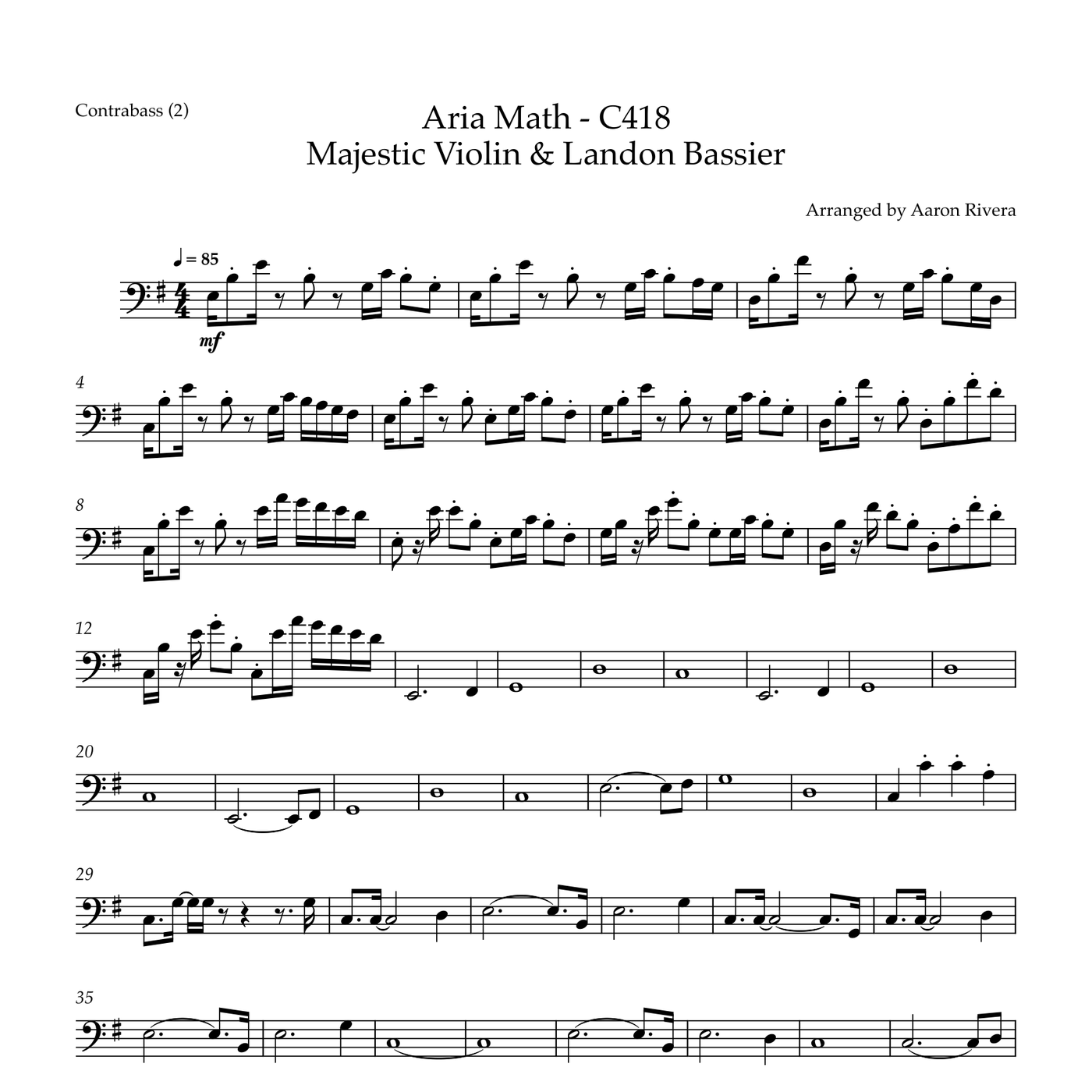 Aria Math — Double Bass part, first page preview