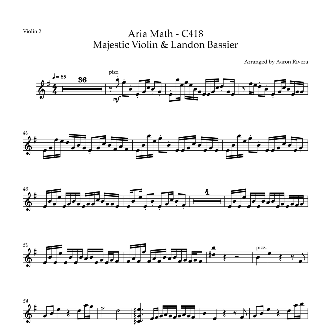 Aria Math — Violin 2 part, first page preview
