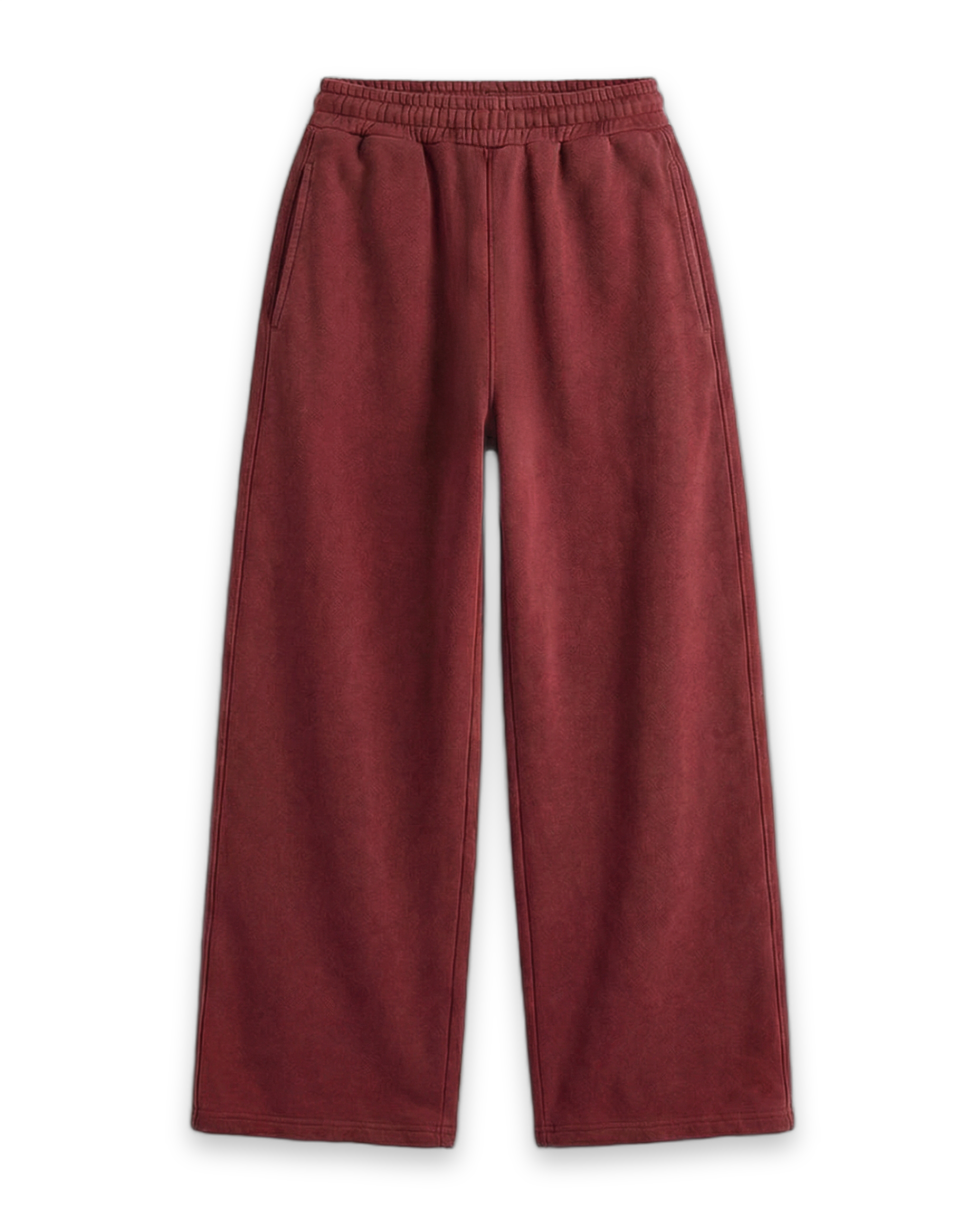 Acid Wash Boxy Sweatpants Crimson Red on white background