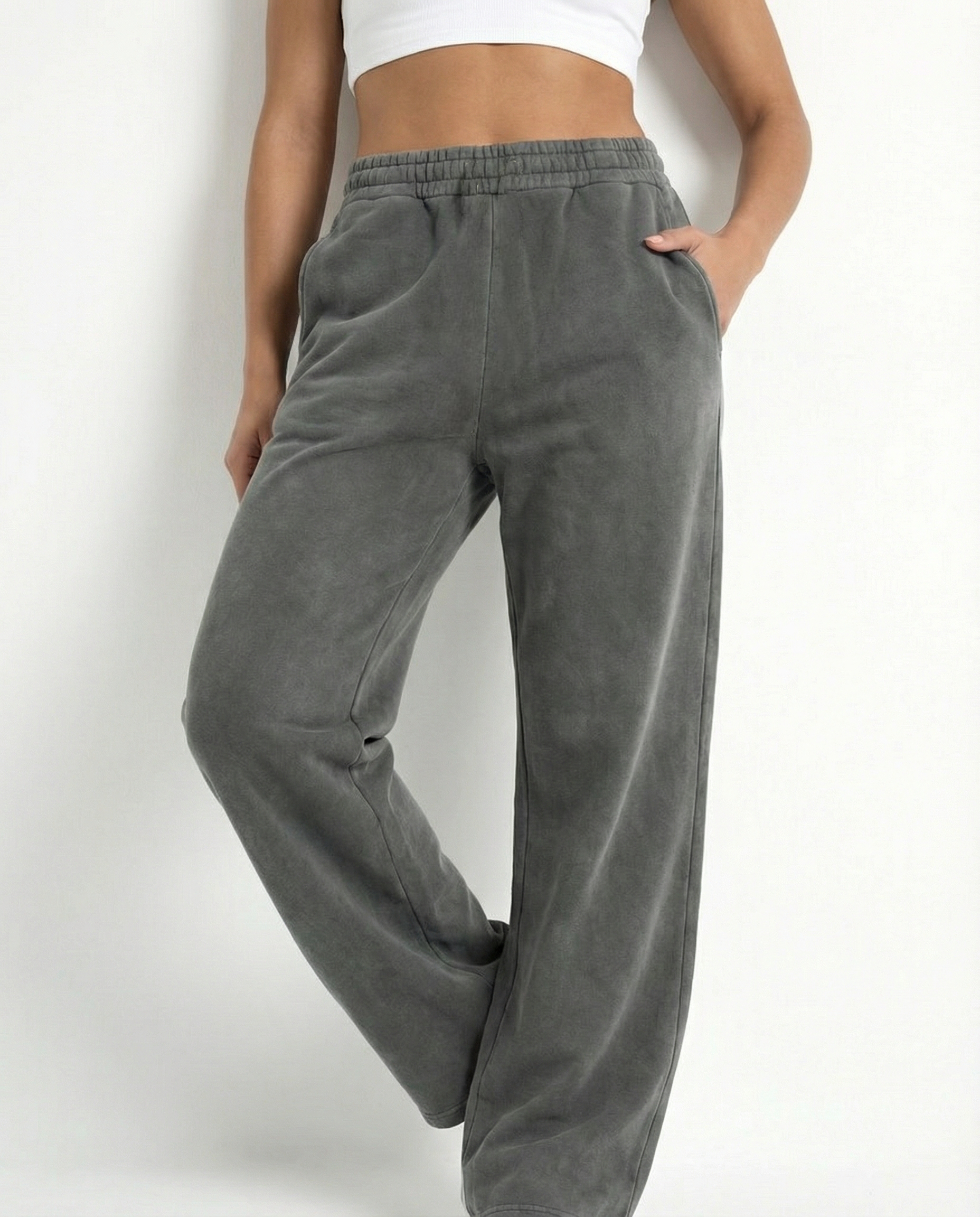 Zoleado heavyweight boxy sweatpants in gray acid wash