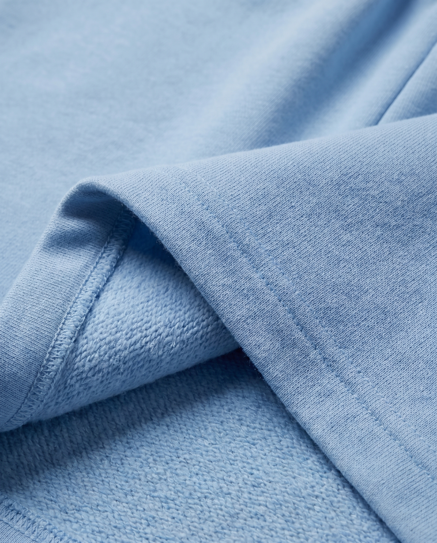 Alpha Delta Pi Shorts 100% cotton fleece fabric texture detail in powder azure