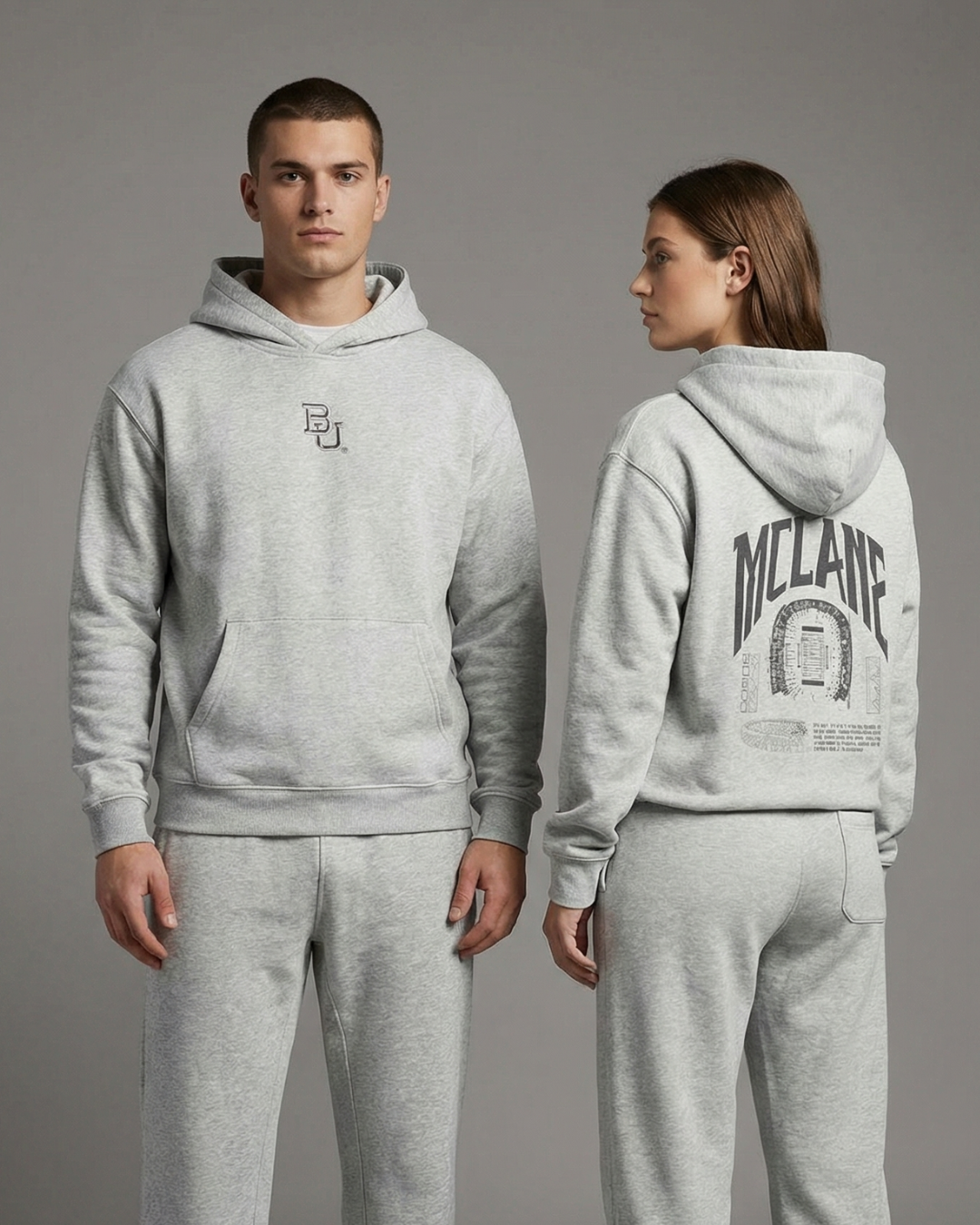 Baylor McLane Stadium Heavyweight Hoodie - Gray Oatmeal