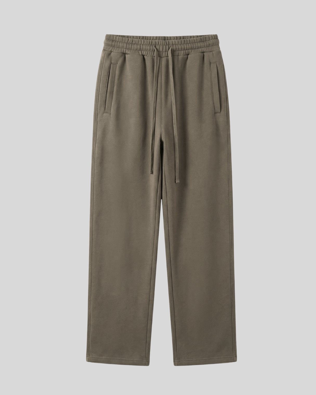 olive green heavyweight sweatpants on a white background