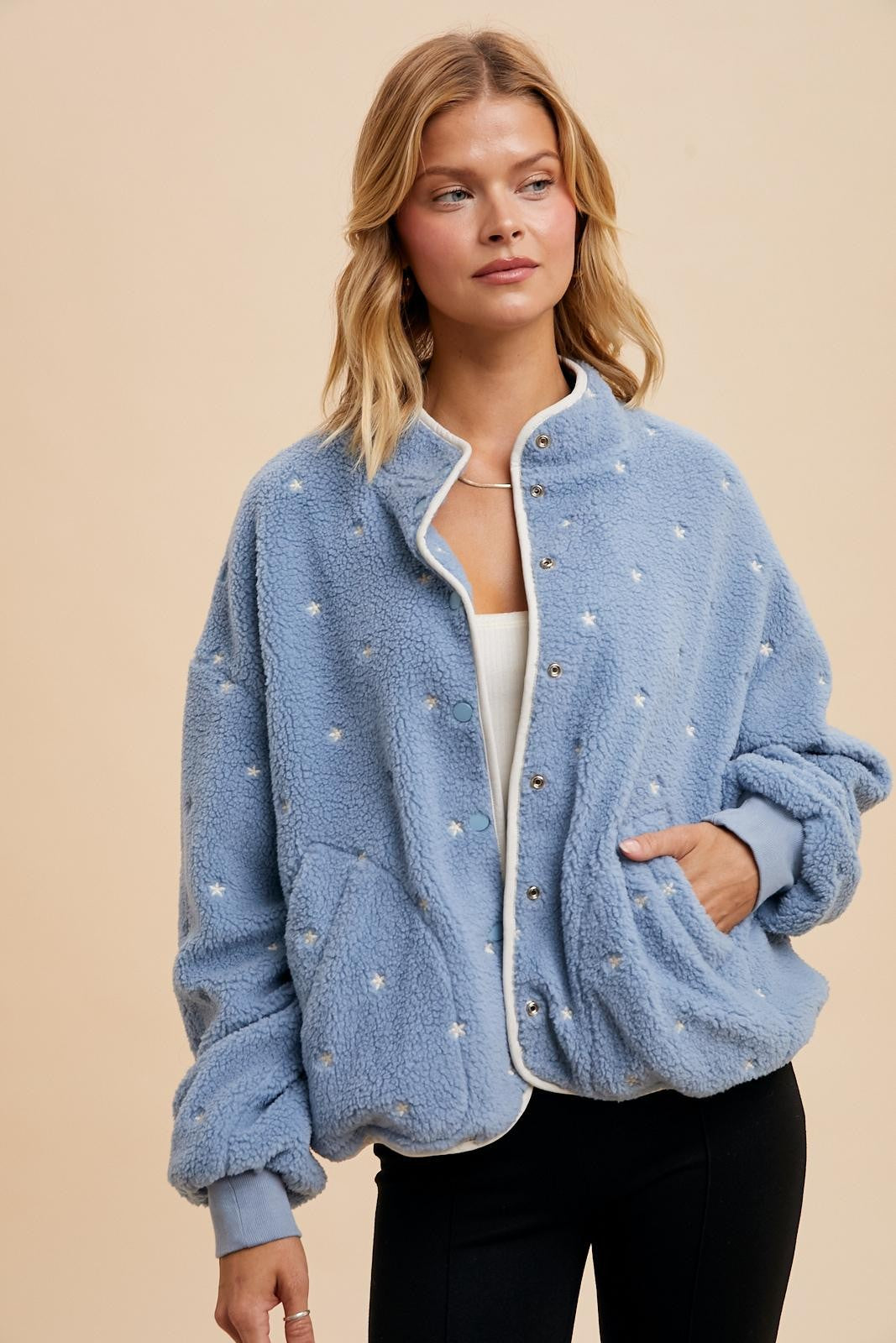 Star Embroidered Sherpa Jacket